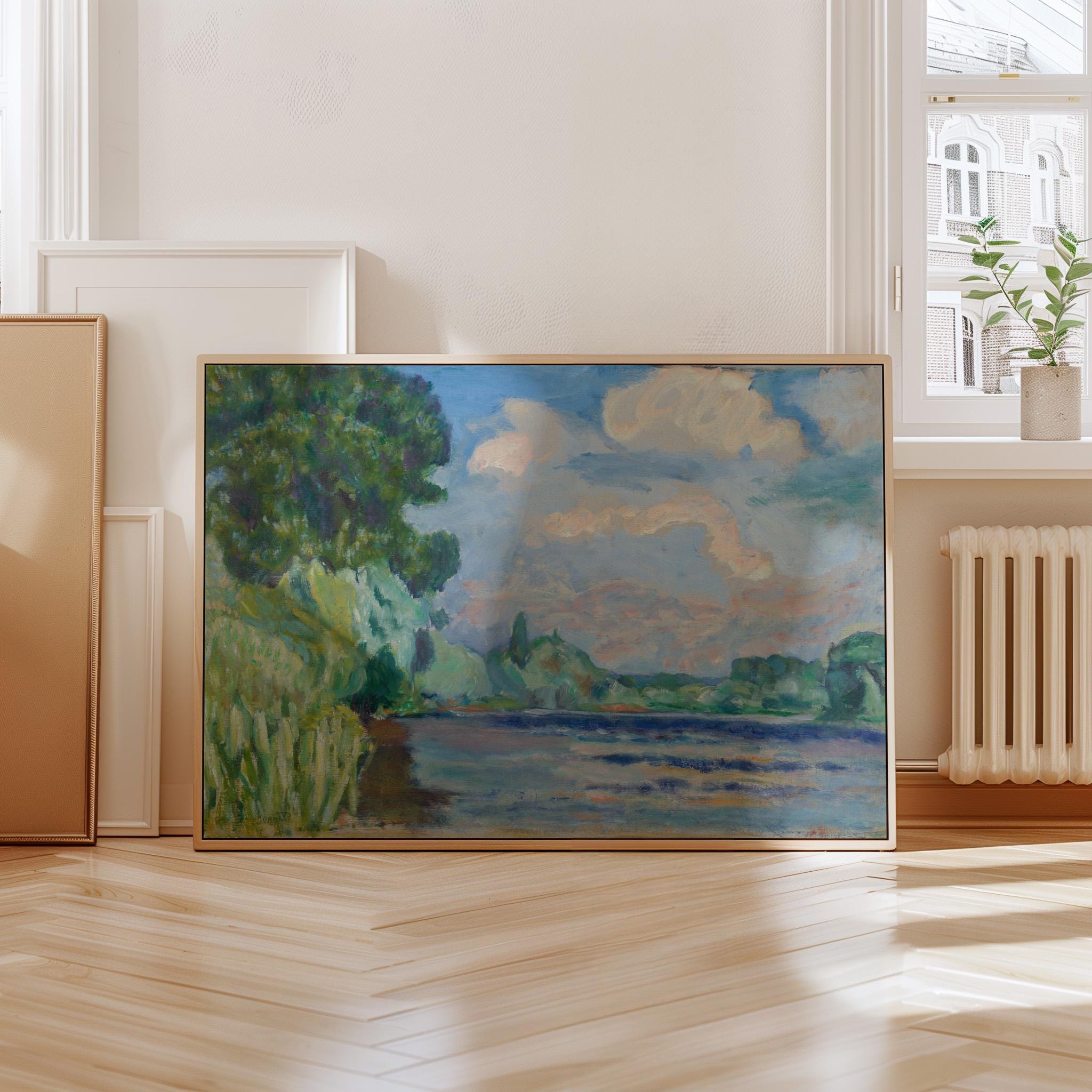 La Seine Painting | Vintage Wall Art for Impressionist Decor & Green Home Aesthetic, Digital Download, Digital Art Print, Classic Decor