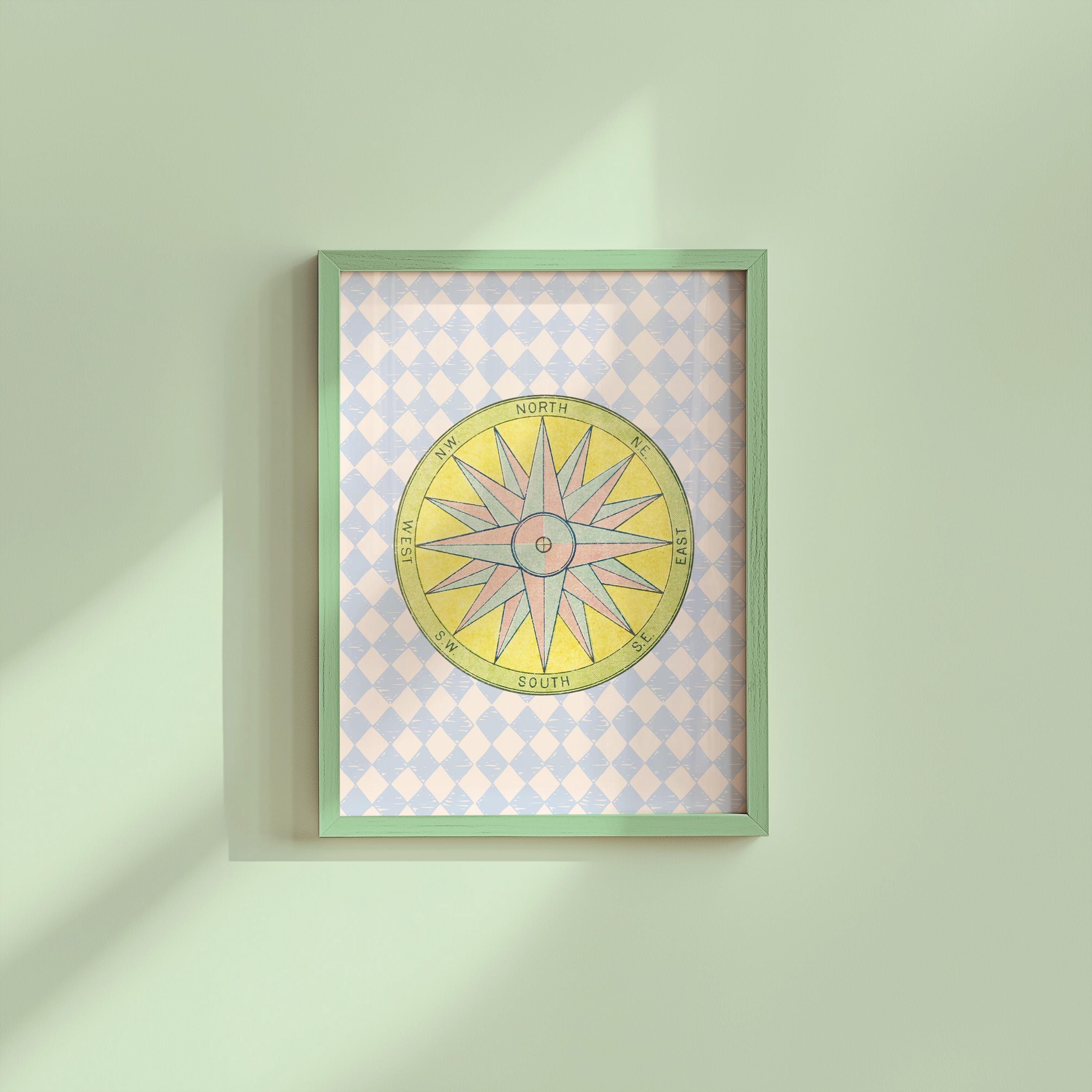 Digital Wall Art, Trendy Decor, Compass Vintage Art, Kids Room Art, Boys Room Art, GS Print Shoppe, Kids room decor, retro art print