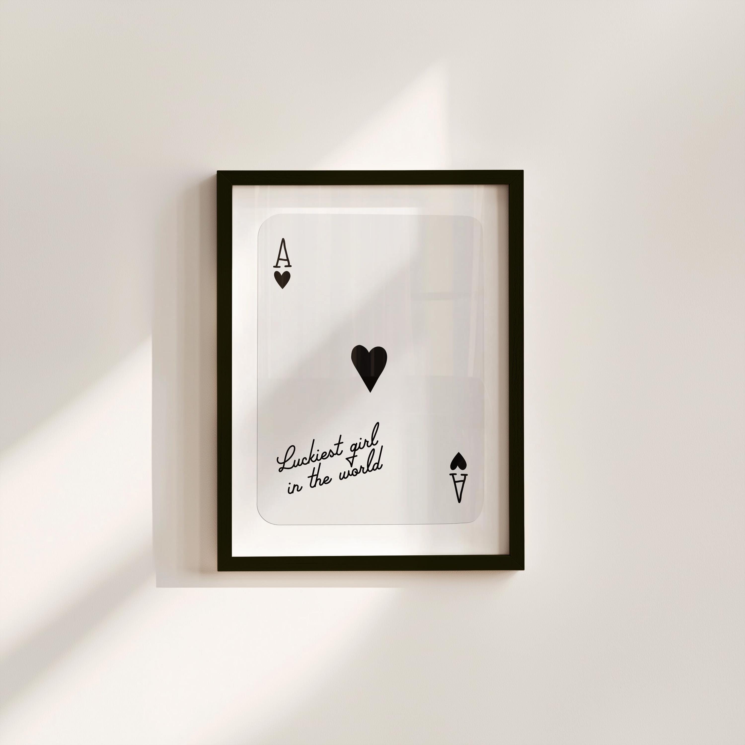 Lucky Girl Ace of Hearts Digital Art Print