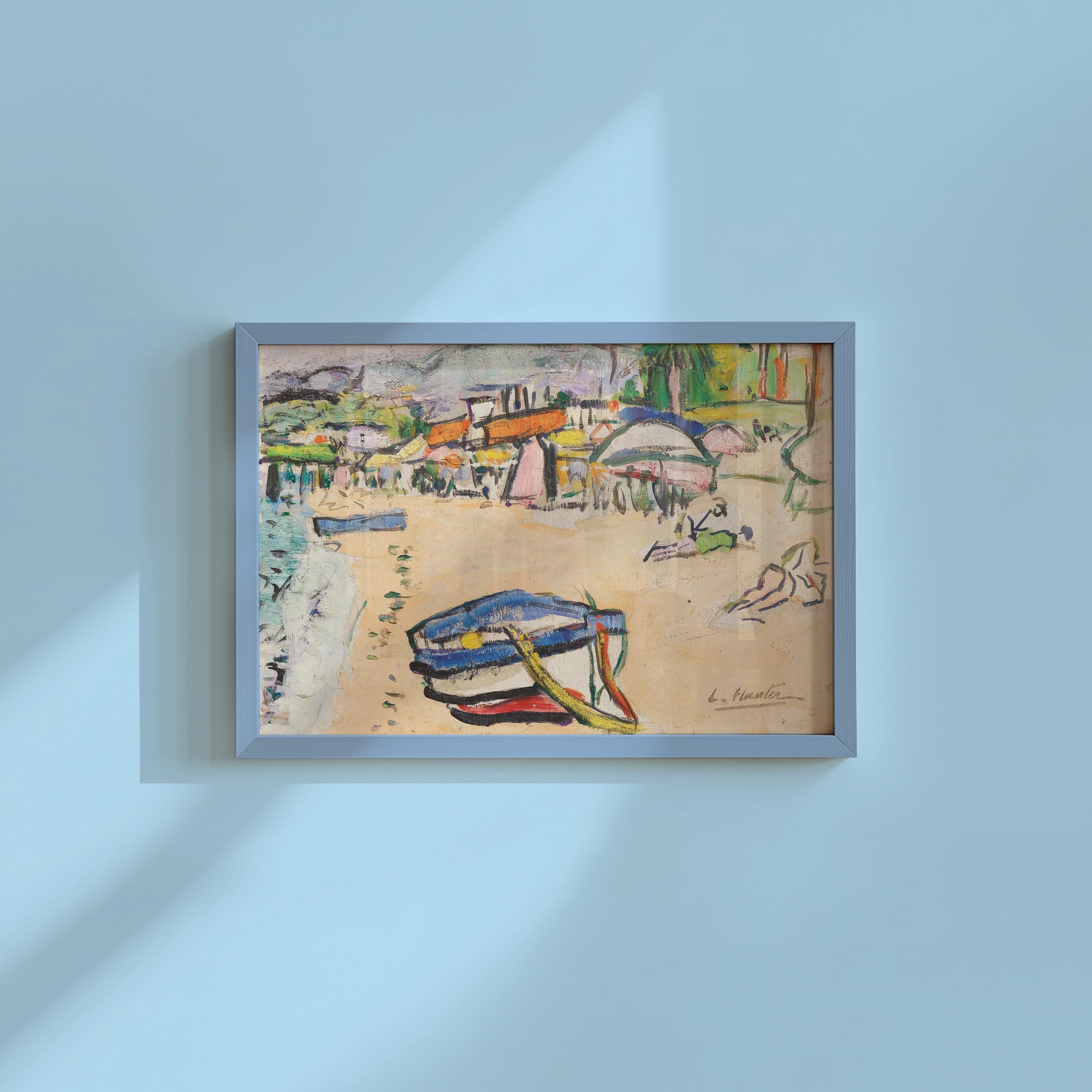 South of France Boats on the Beach Digital Art Print