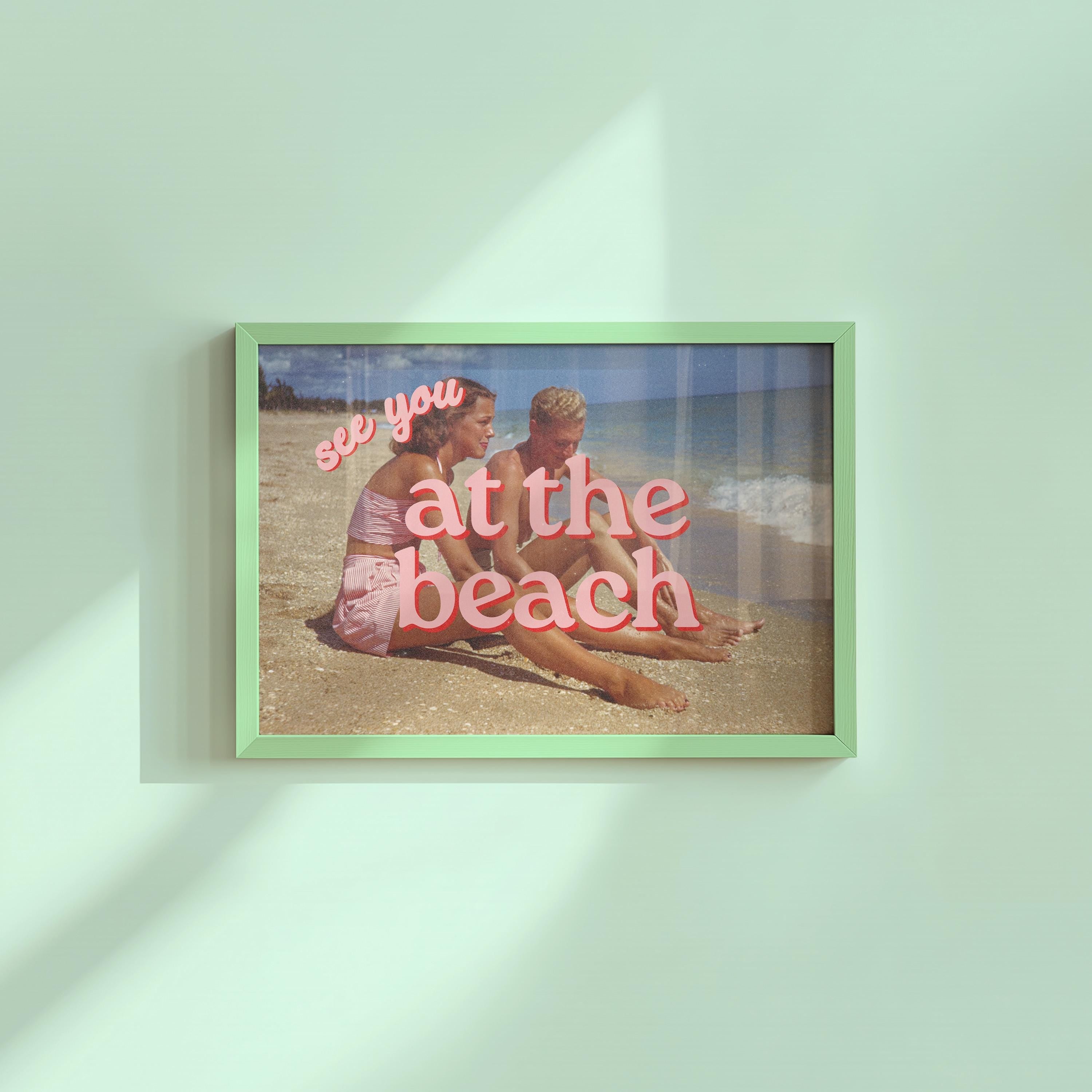 See you at the Beach Retro Photography Horizontal Digital Art Print
