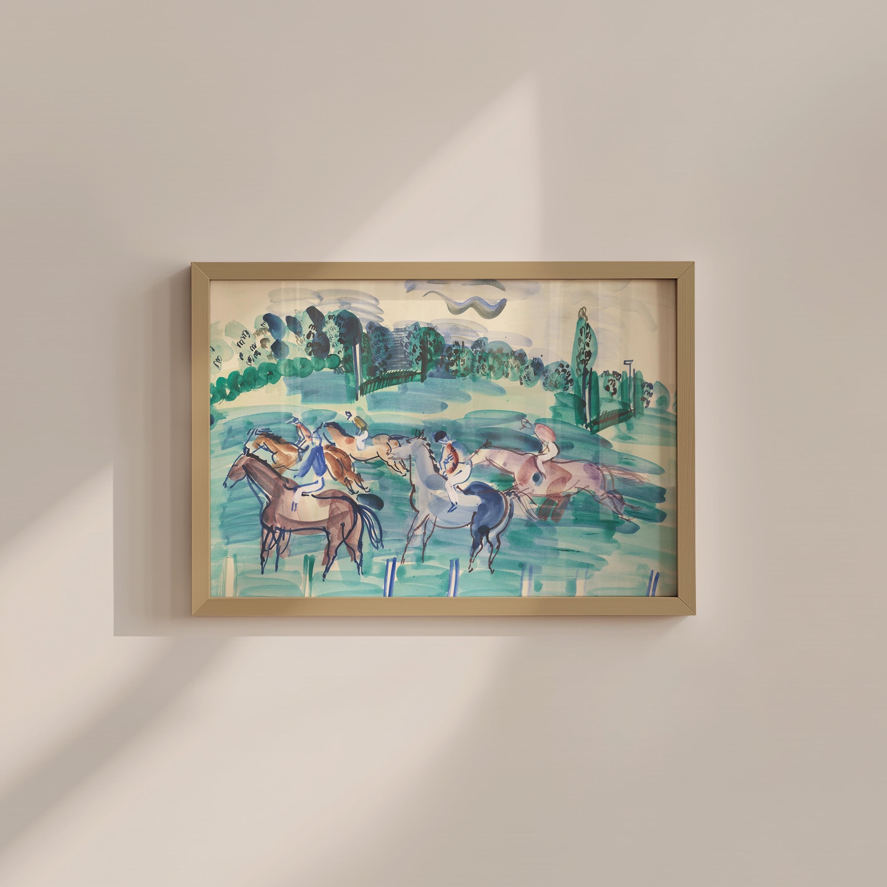 Abstract Wall Art, Vintage Landscape Painting, Horse Fauvism Decor, Downloadable Print, Large Wall Art, Maximalist Art Print, Unique Art