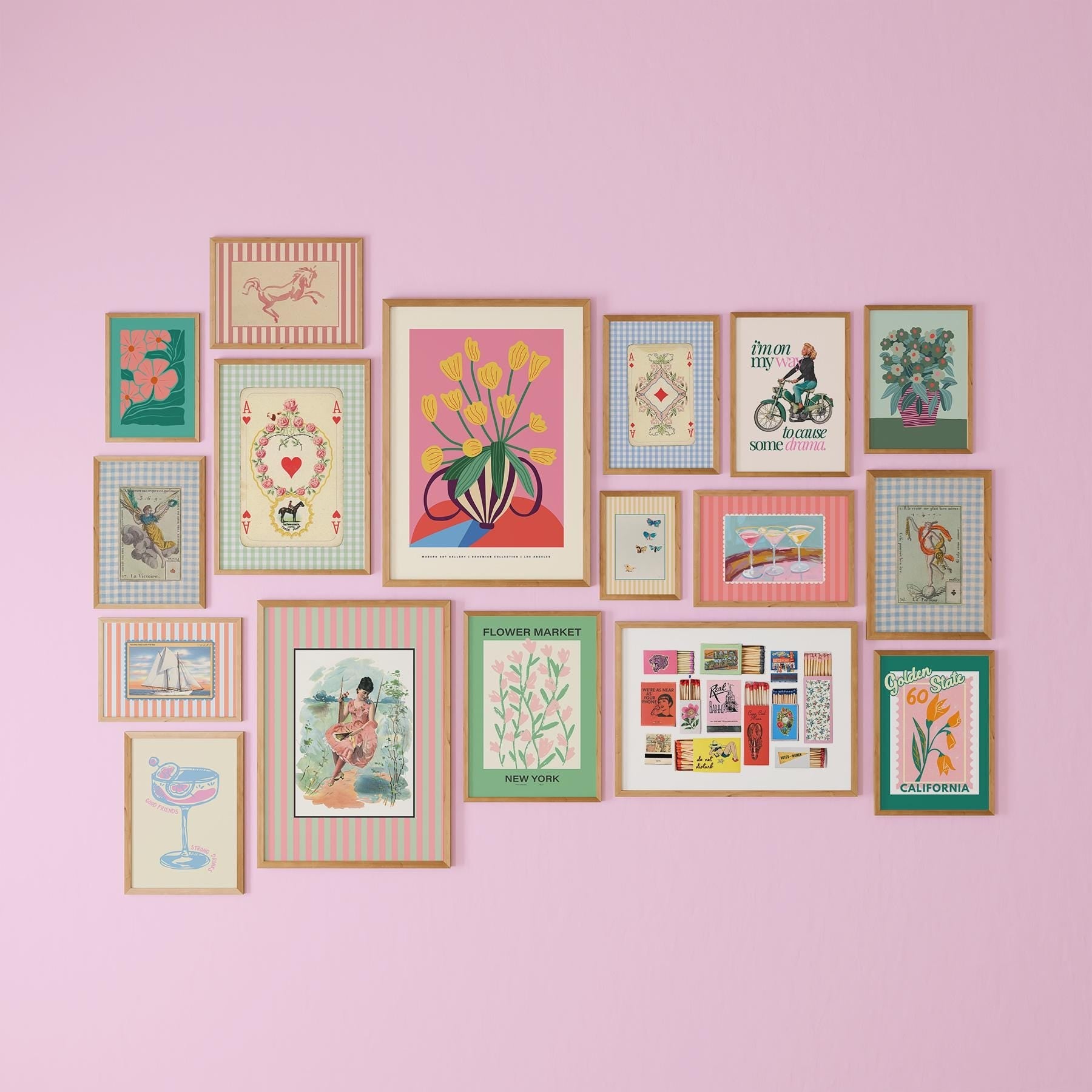 Gallery Wall Set of 17 Digital Art Prints