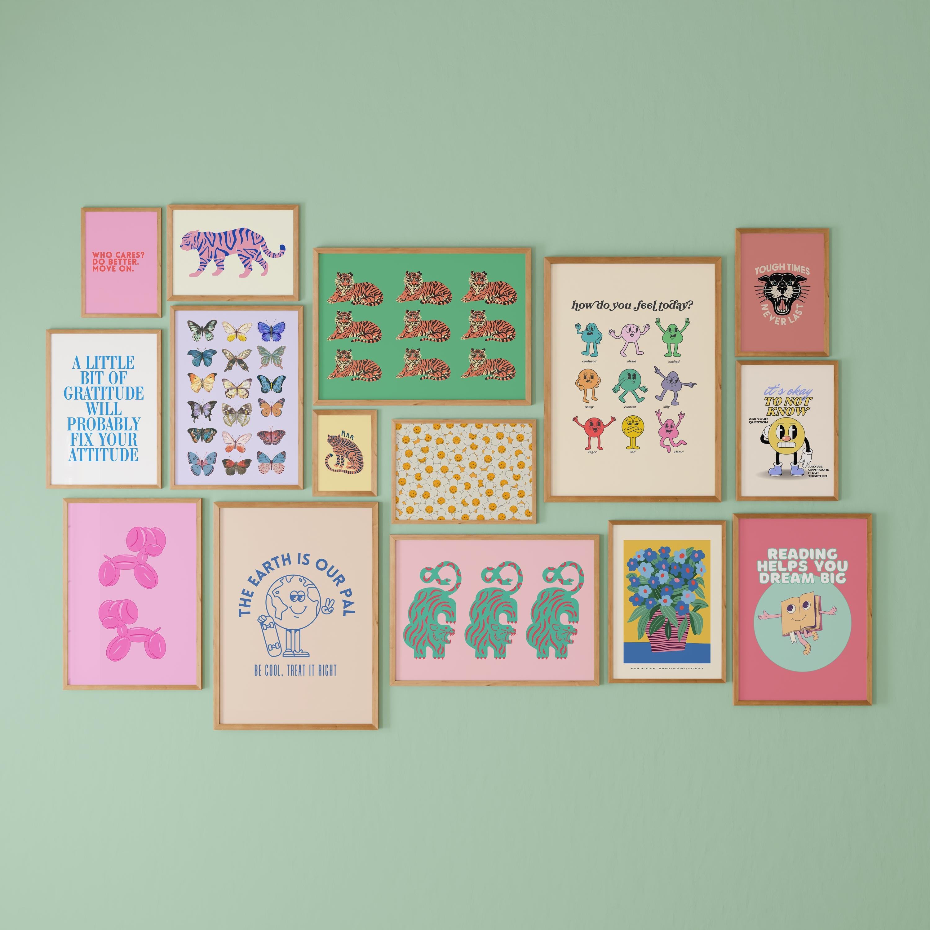 Classroom and Kids Gallery Wall Set of 15 Digital Art Prints