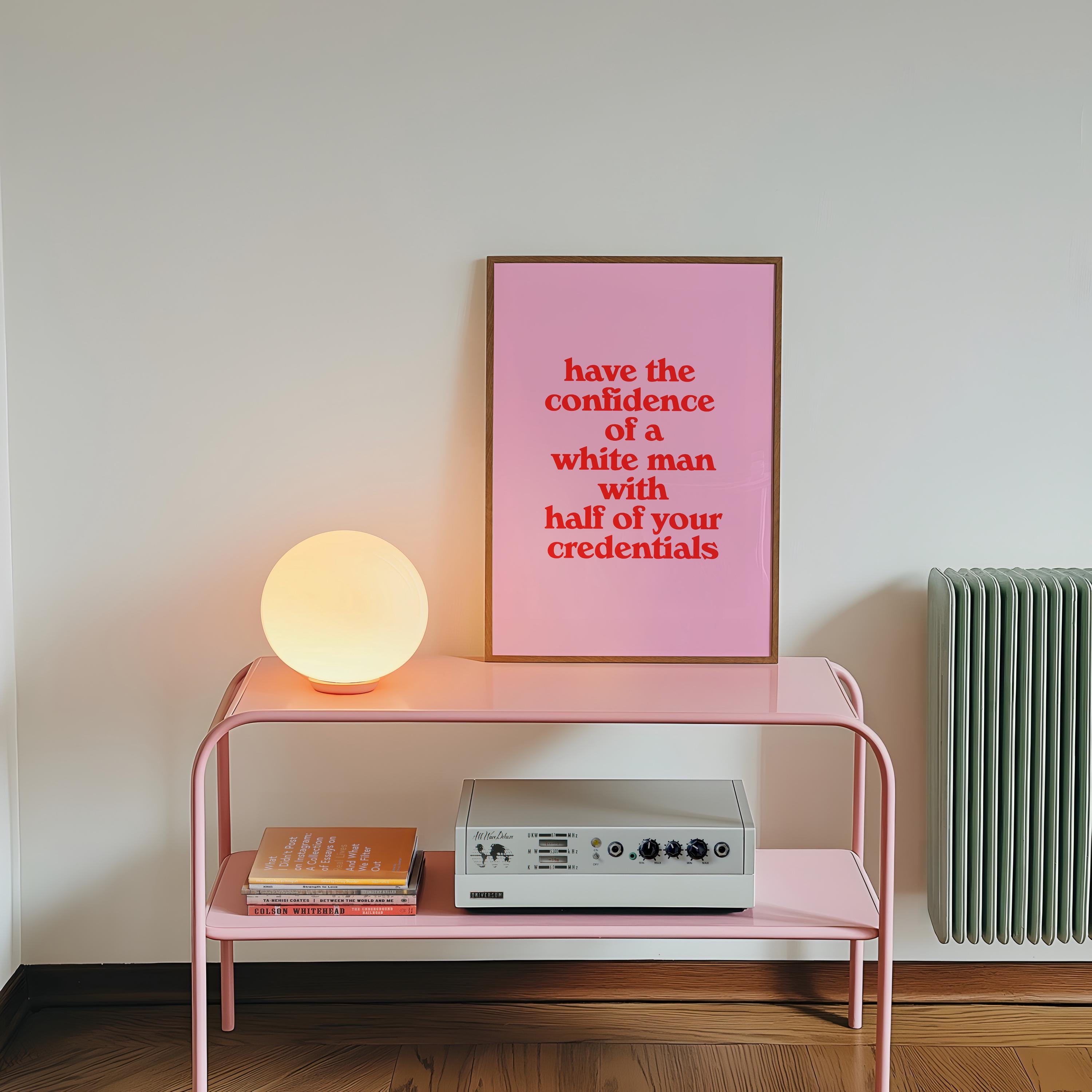 Digital Download Wall Art Print - Sassy Pink Office Art with Confidence Quote - Motivational Decor for Workspaces