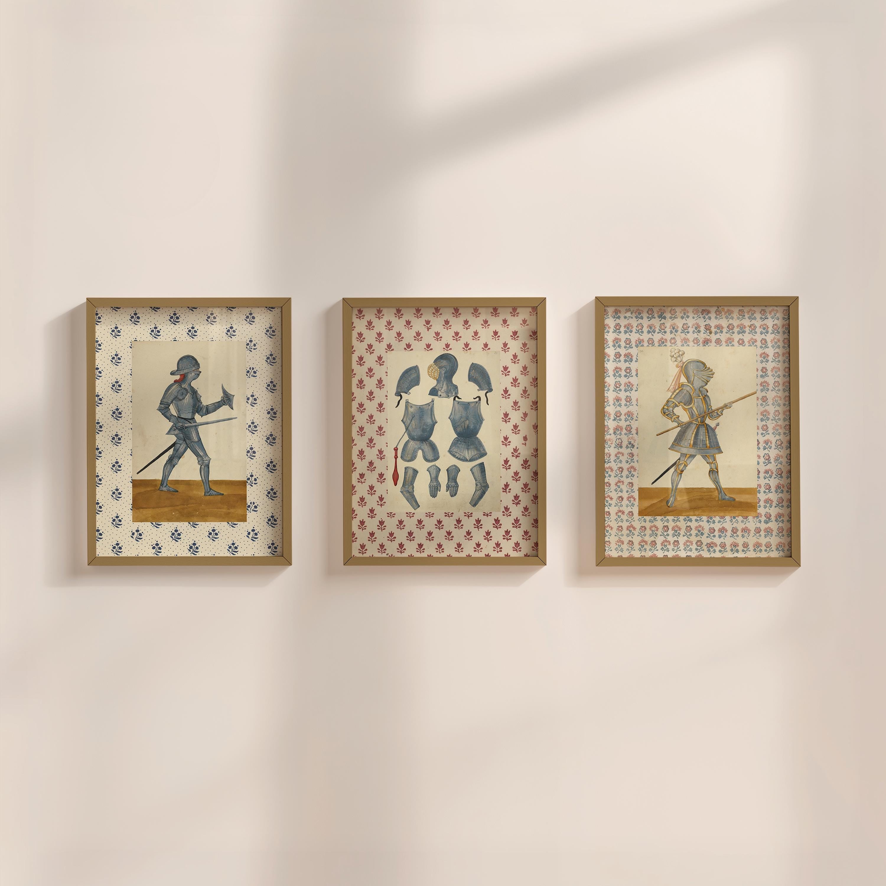 Bundle of 3 Retro Vintage Prints, Dancing Decor, Digital Download, Paris Art Print, Knight Art Print, Vintage Aesthetic, Boys Room