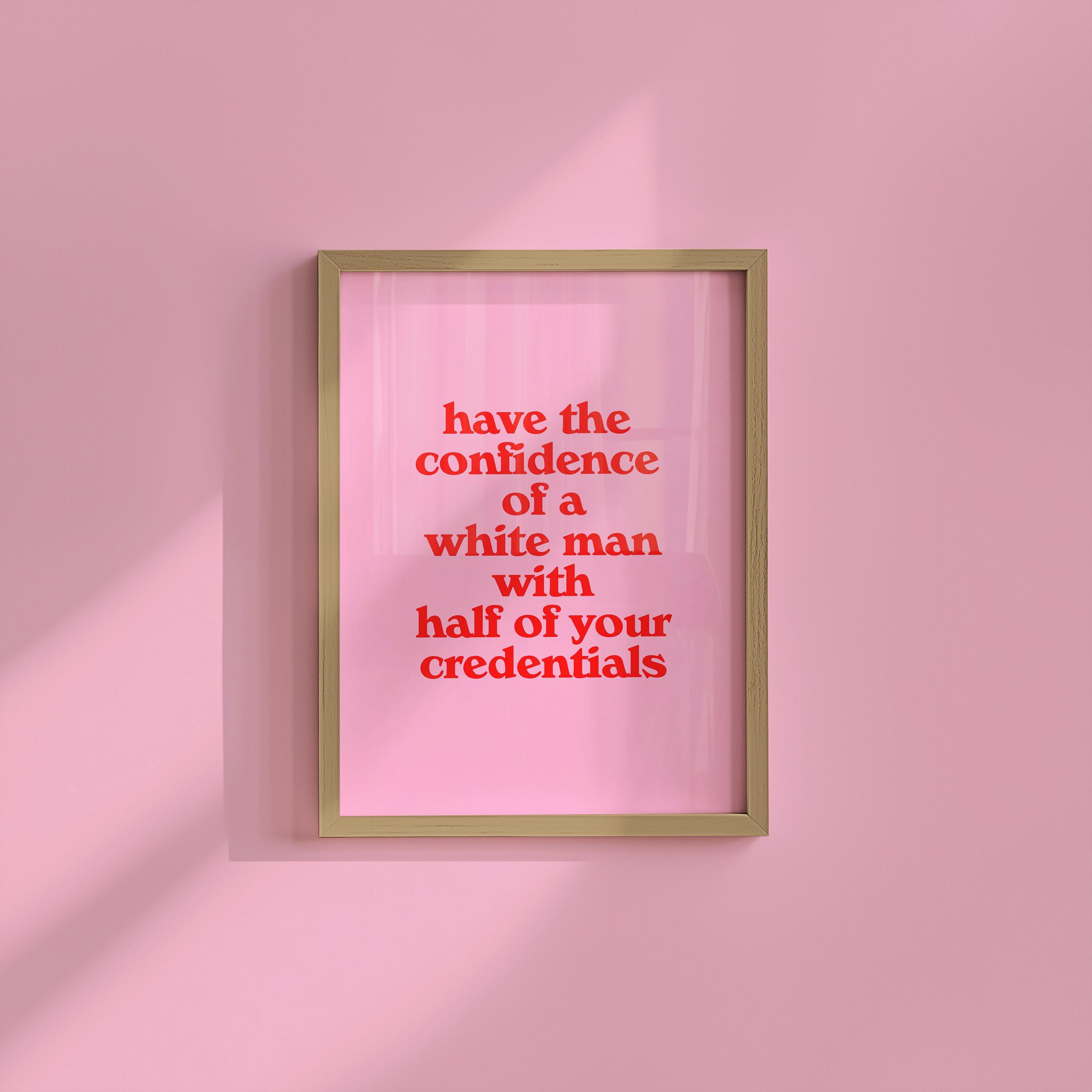 Digital Download Wall Art Print - Sassy Pink Office Art with Confidence Quote - Motivational Decor for Workspaces