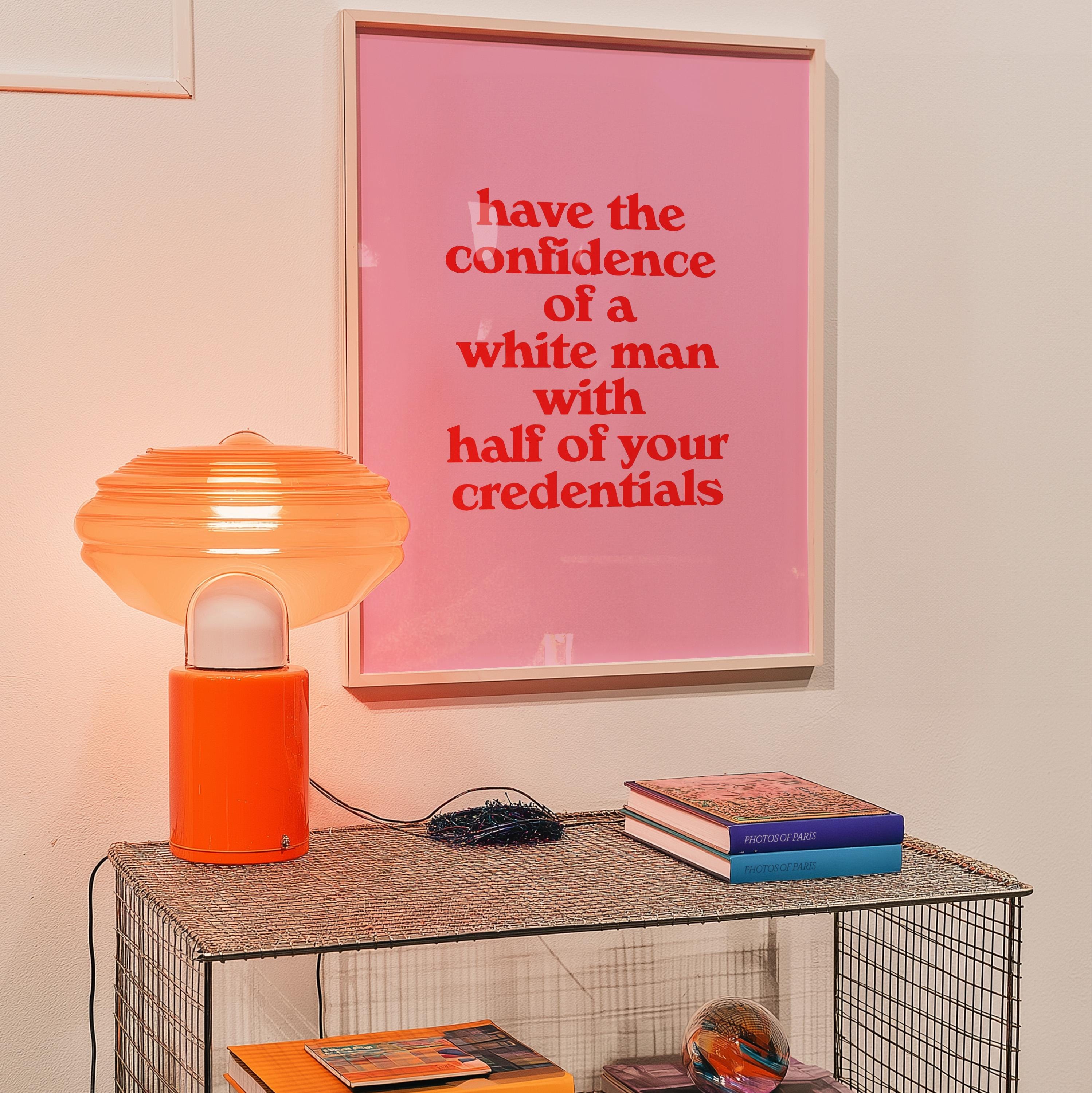 Digital Download Wall Art Print - Sassy Pink Office Art with Confidence Quote - Motivational Decor for Workspaces
