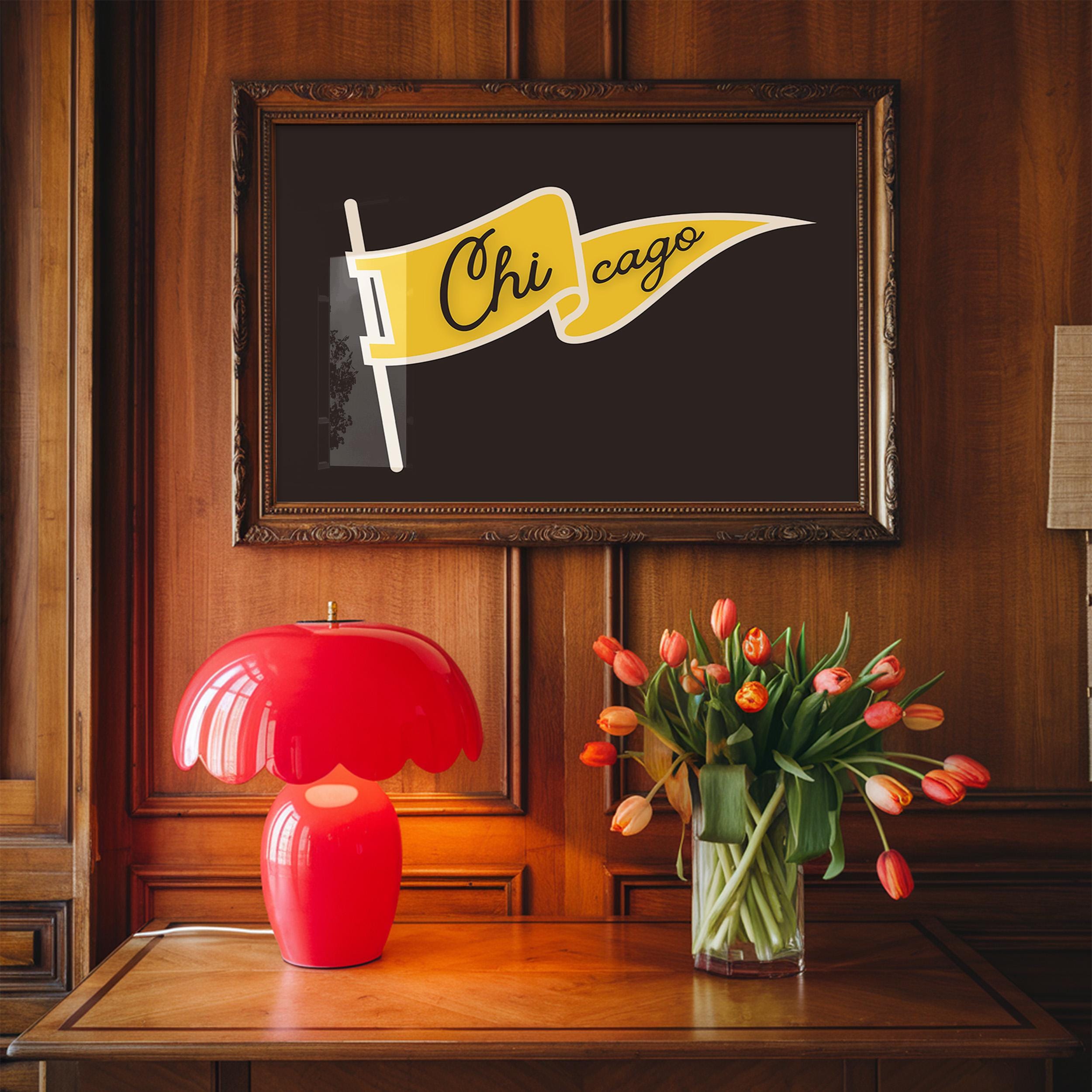 chicago Flag art print, chicago decor, chicago art, chicago apartment decor, sporty chicago art print, digital download, gift for friend