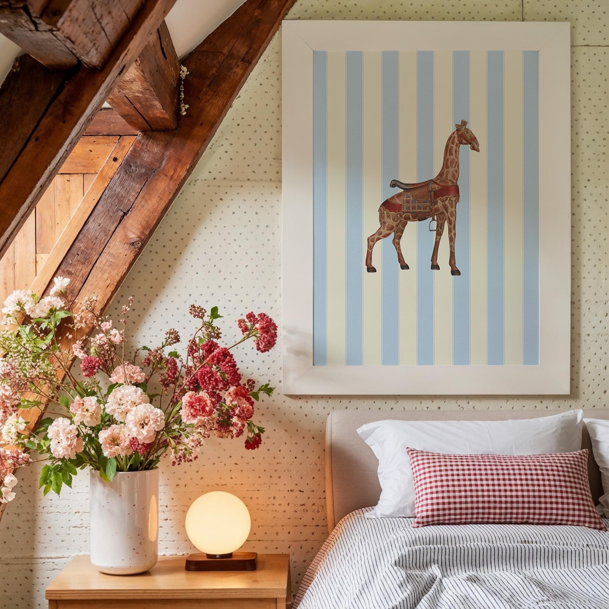 Vintage Carousel animal Print, Digital Downloadable Wall Art, Trendy Decor, Living Room Art, Cottage, Nursery, Whimsical nursery, circus art