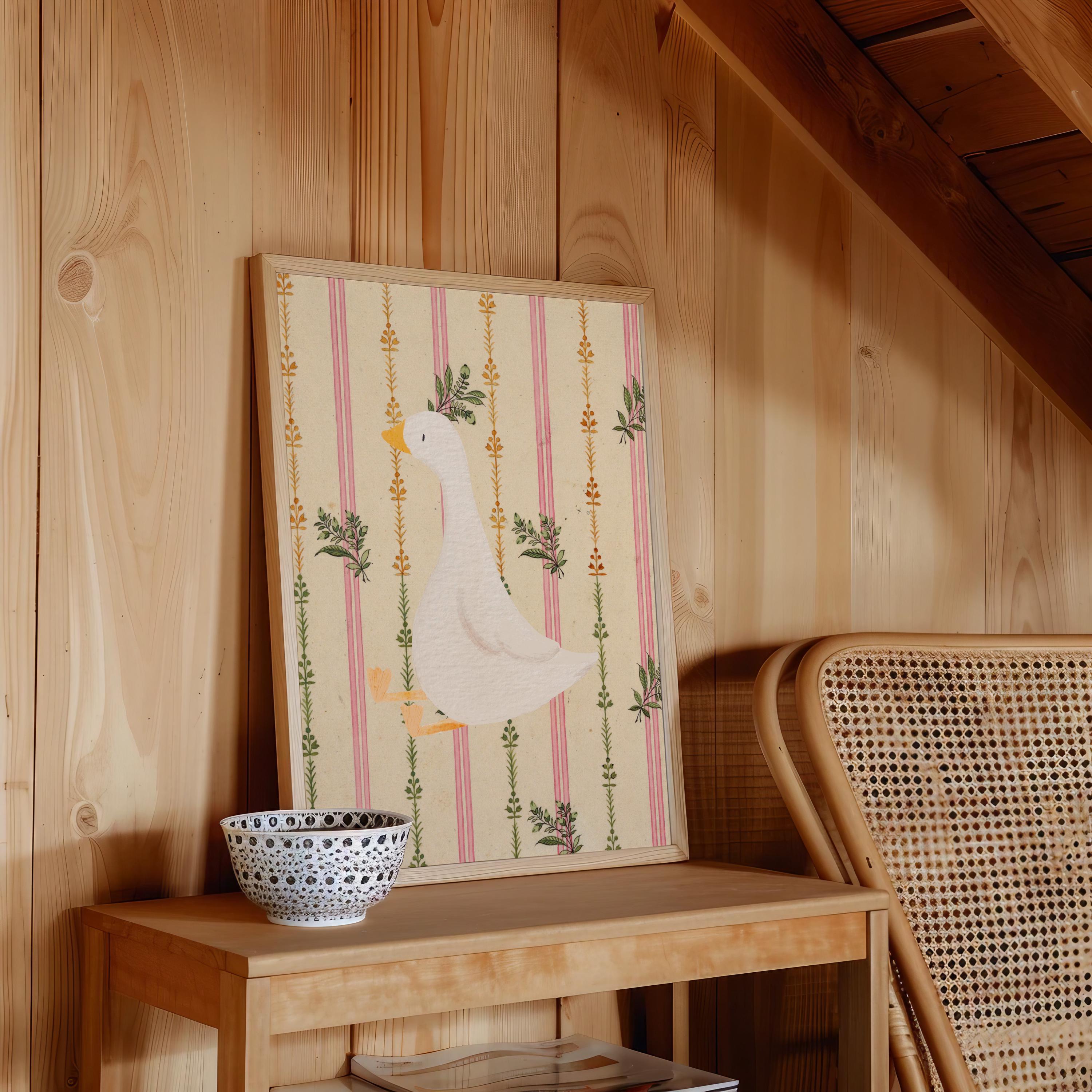 Goose Print, Trendy Wall Art, Apartment Decor, Retro Wall Art, Quirky Wall, Nursery Art, Cottage Core Decor, Vintage Art Decor, Nursery