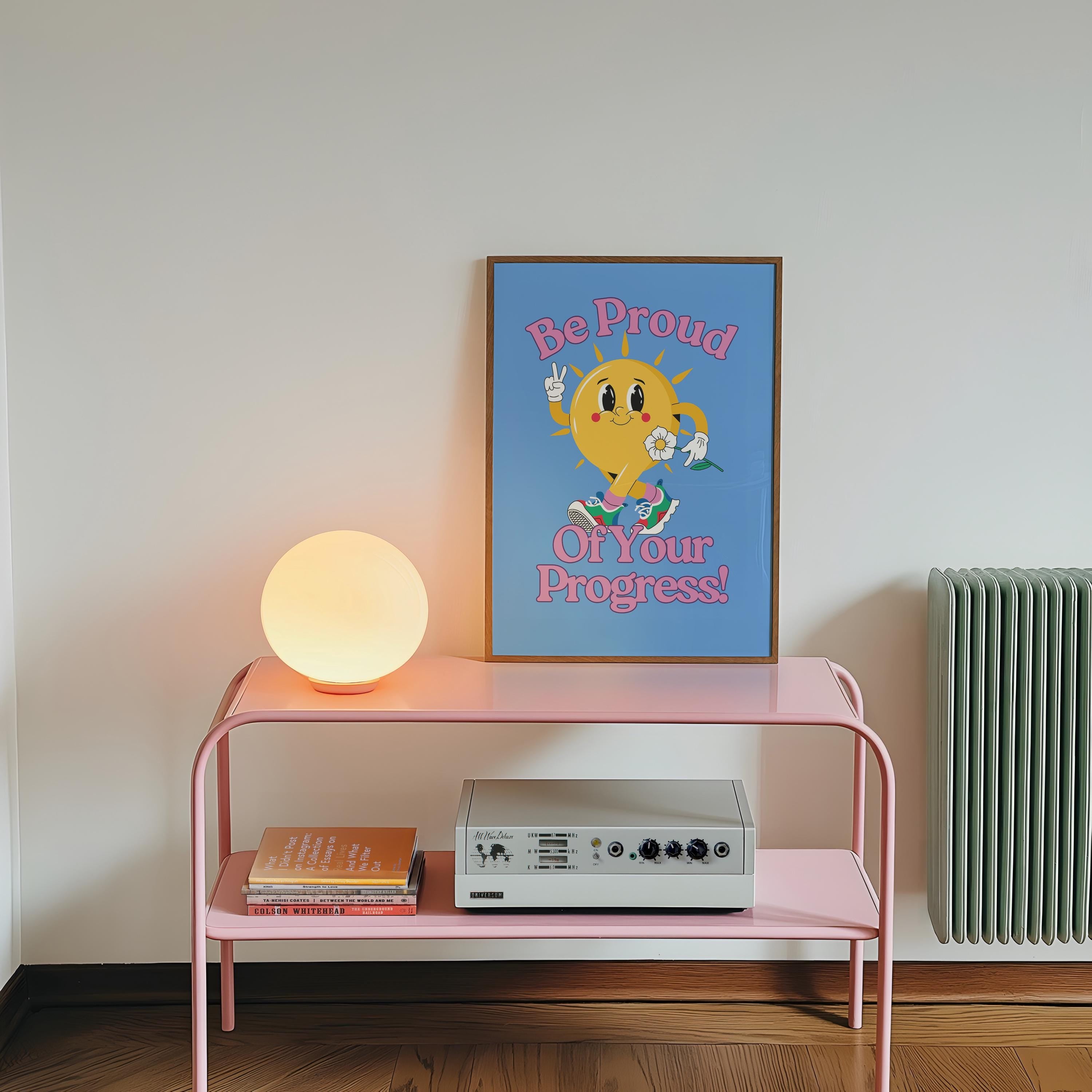 Be Proud Poster: Retro Cartoon Art Print Blue (Digital Download)