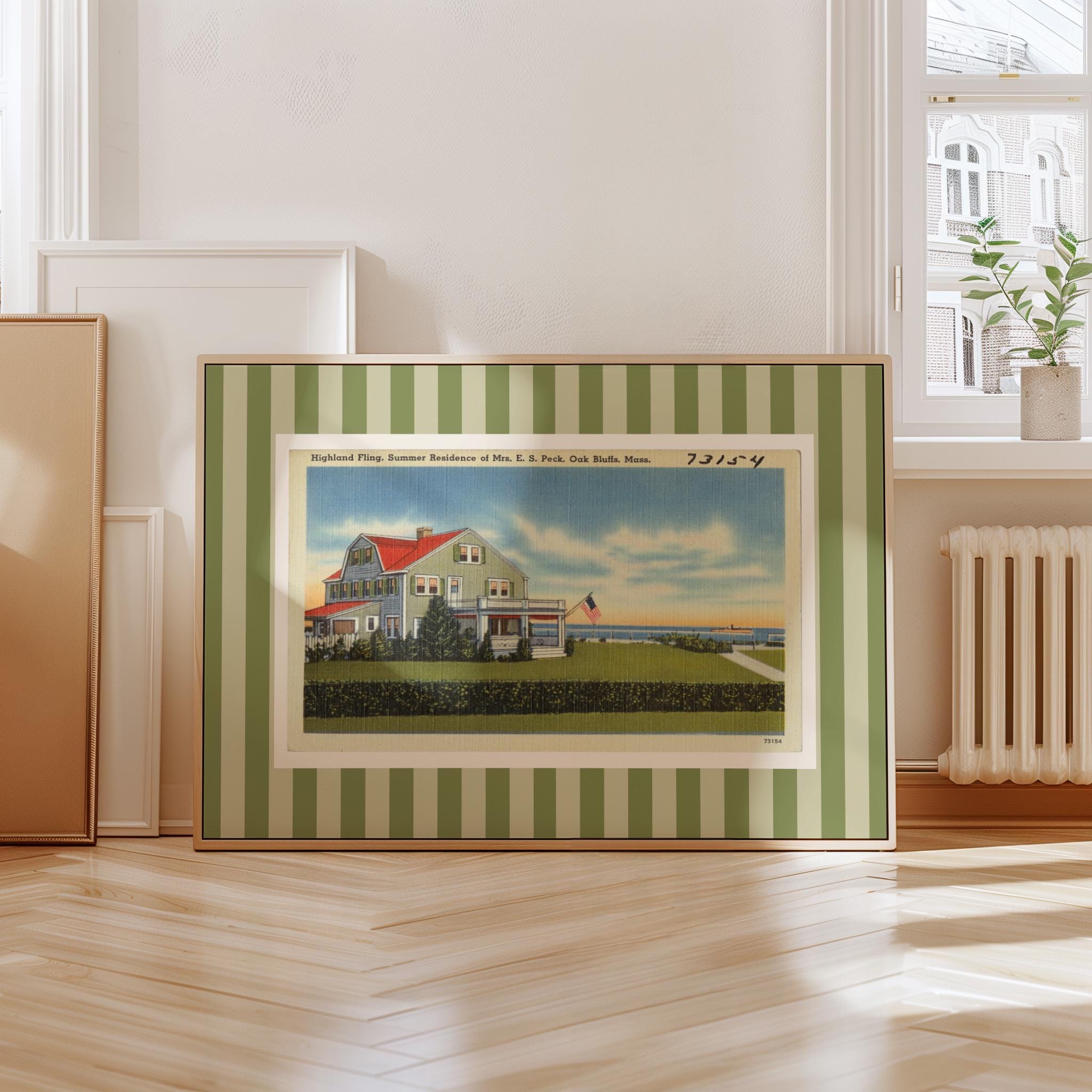 Marthas Vineyard Art Print: Coastal Massachusetts Vintage Art (Digital Download), Oak Bluffs Art Print, Oak Bluffs Decor, New England Art