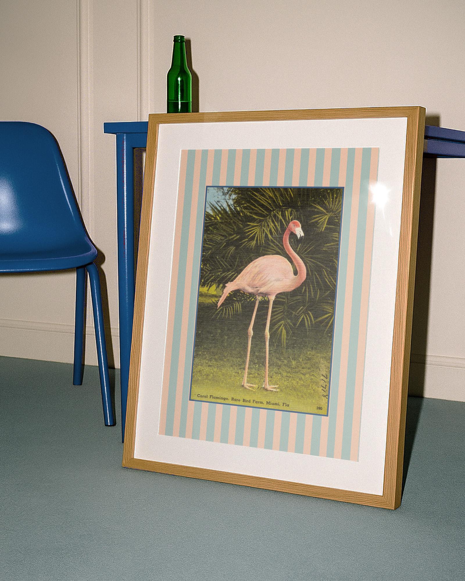 Flamingo Wall Art, Florida Travel Poster Print, Trendy Striped Poster, Printable Bedroom Decor, Flamingo Downloadable Print, Tropical art