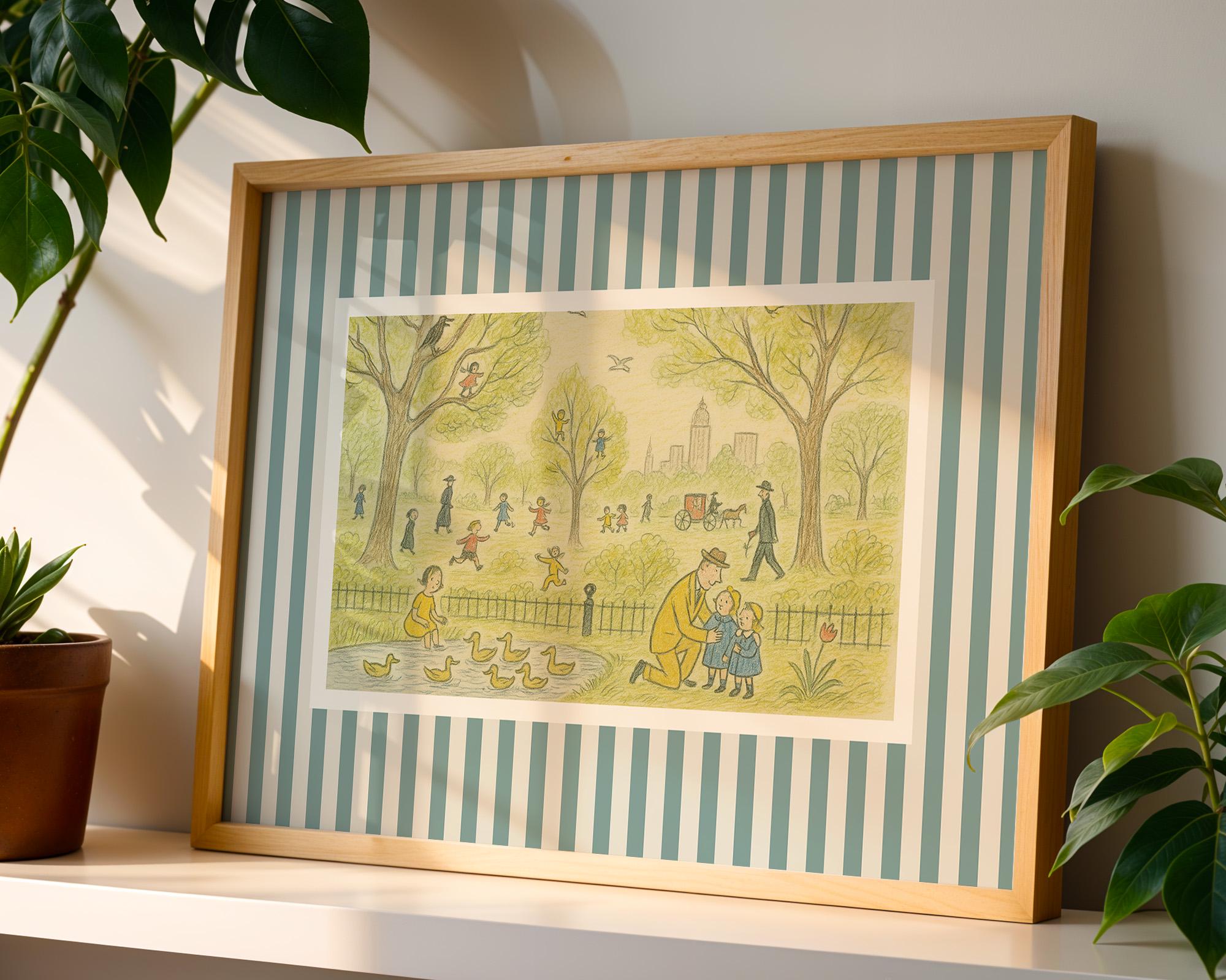 NYC Art Print, Pink Art, Drawing Art, Bedroom Print, Kids Room Art, Kids Room Print, NYC decor, madeline ispired art, bemelmans inspired