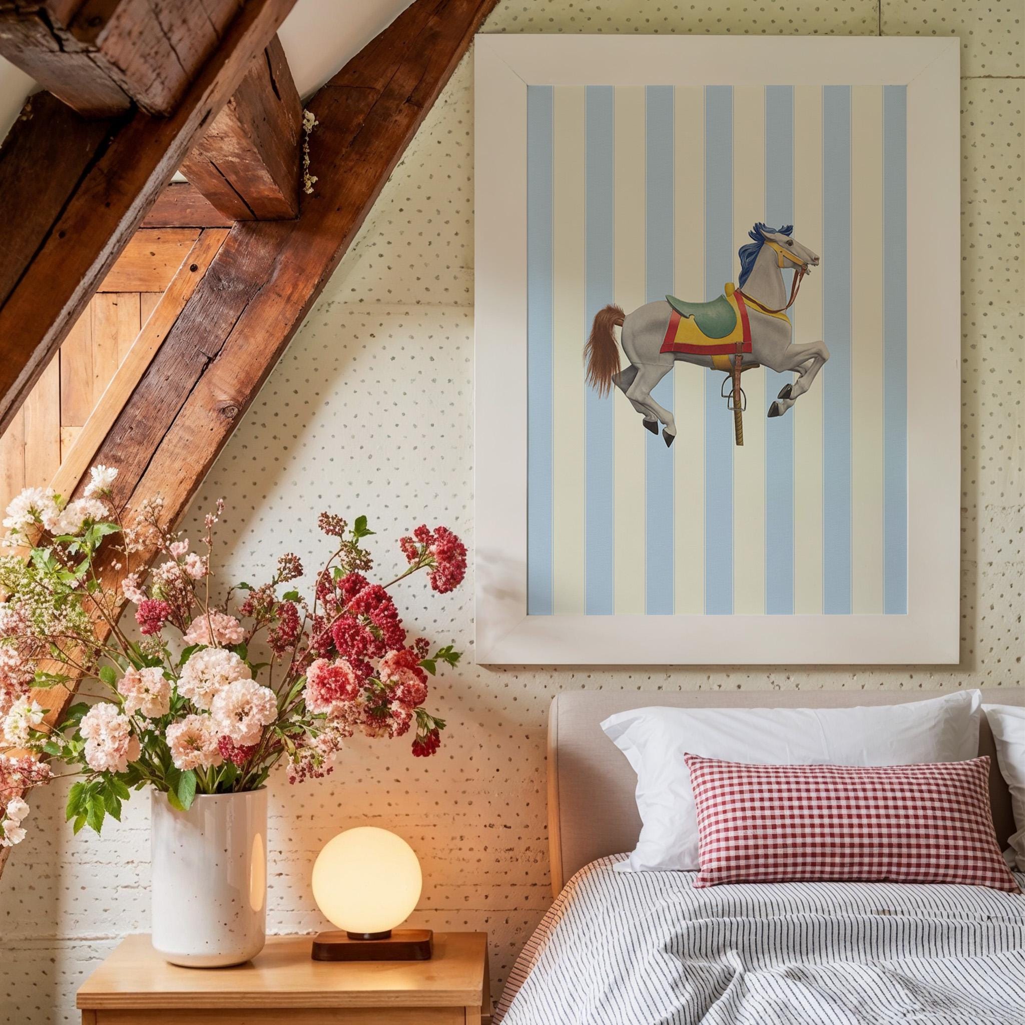 Vintage Carousel animal Print, Digital Wall Art, Trendy Decor, Living Room Art, Cottage, Nursery, Fun nursery art, horse art, carousel horse