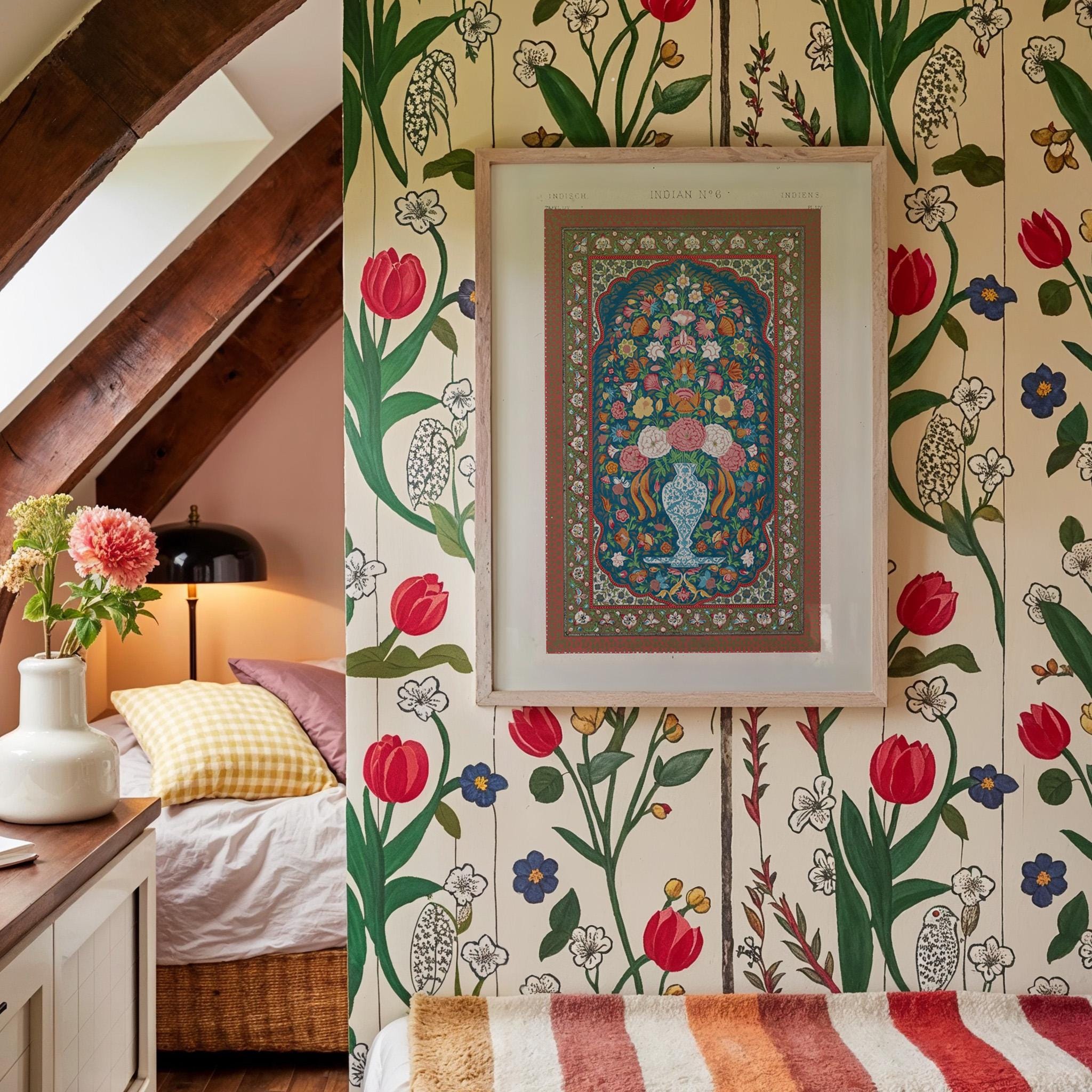Tapestry Wall Art, Vintage Textile Print, Warm Aesthetic Home Decor, Antique Textile Print, Rustic Rug Pattern, Eclectic Wall art