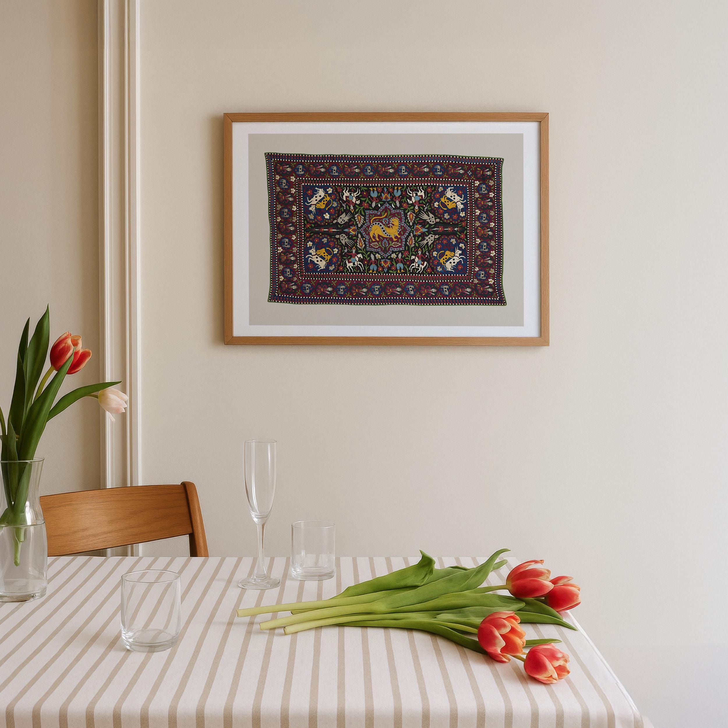 Antique Textile Wall Art | RUG Pattern Wall Art | Vintage Tapestry Print | Modern Wall Décor | Vintage Rug Digital Download