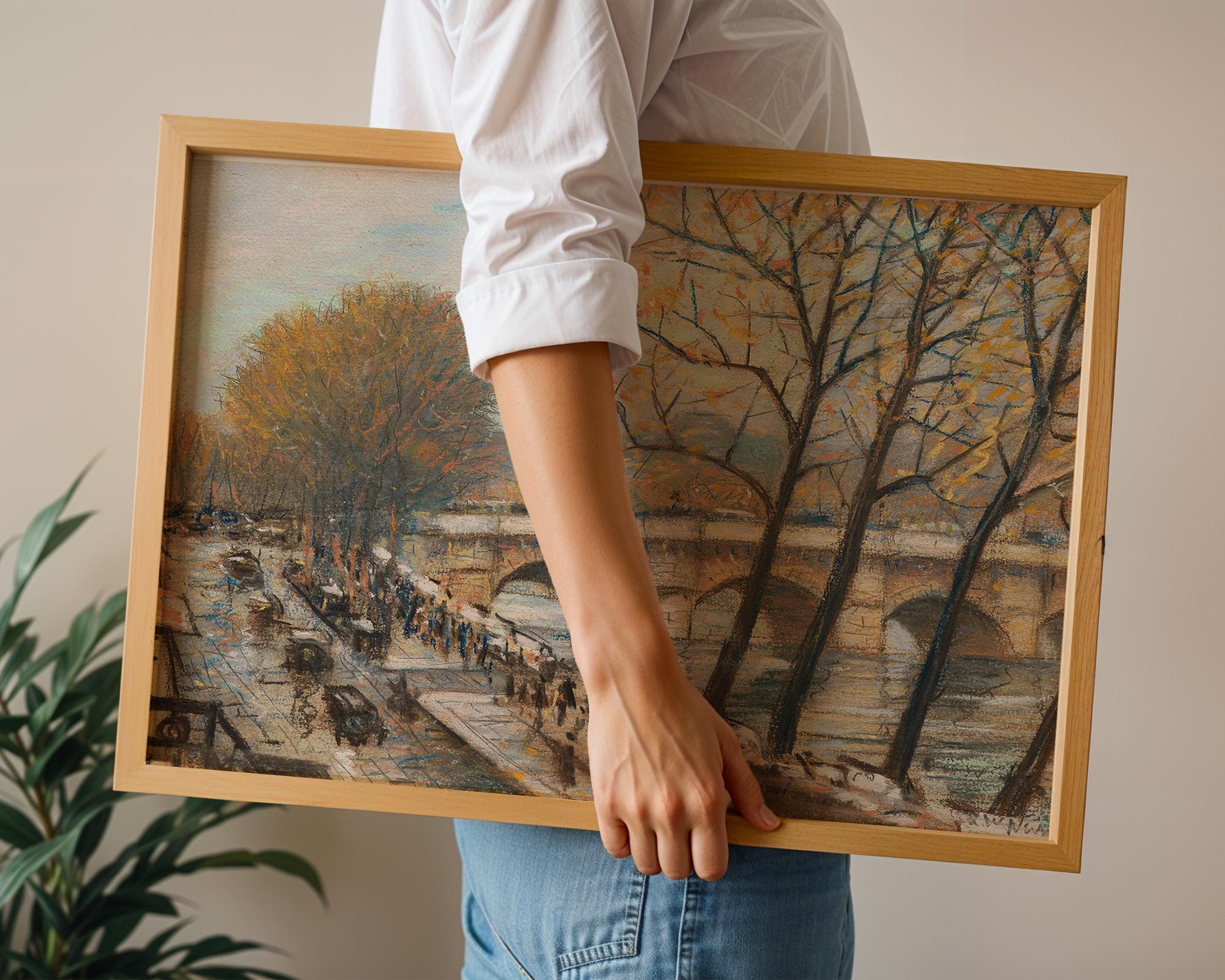 Vintage Paris Art Print - Paris in the Fall, Paris Decor, Paris Painting Vintage, Digital Download