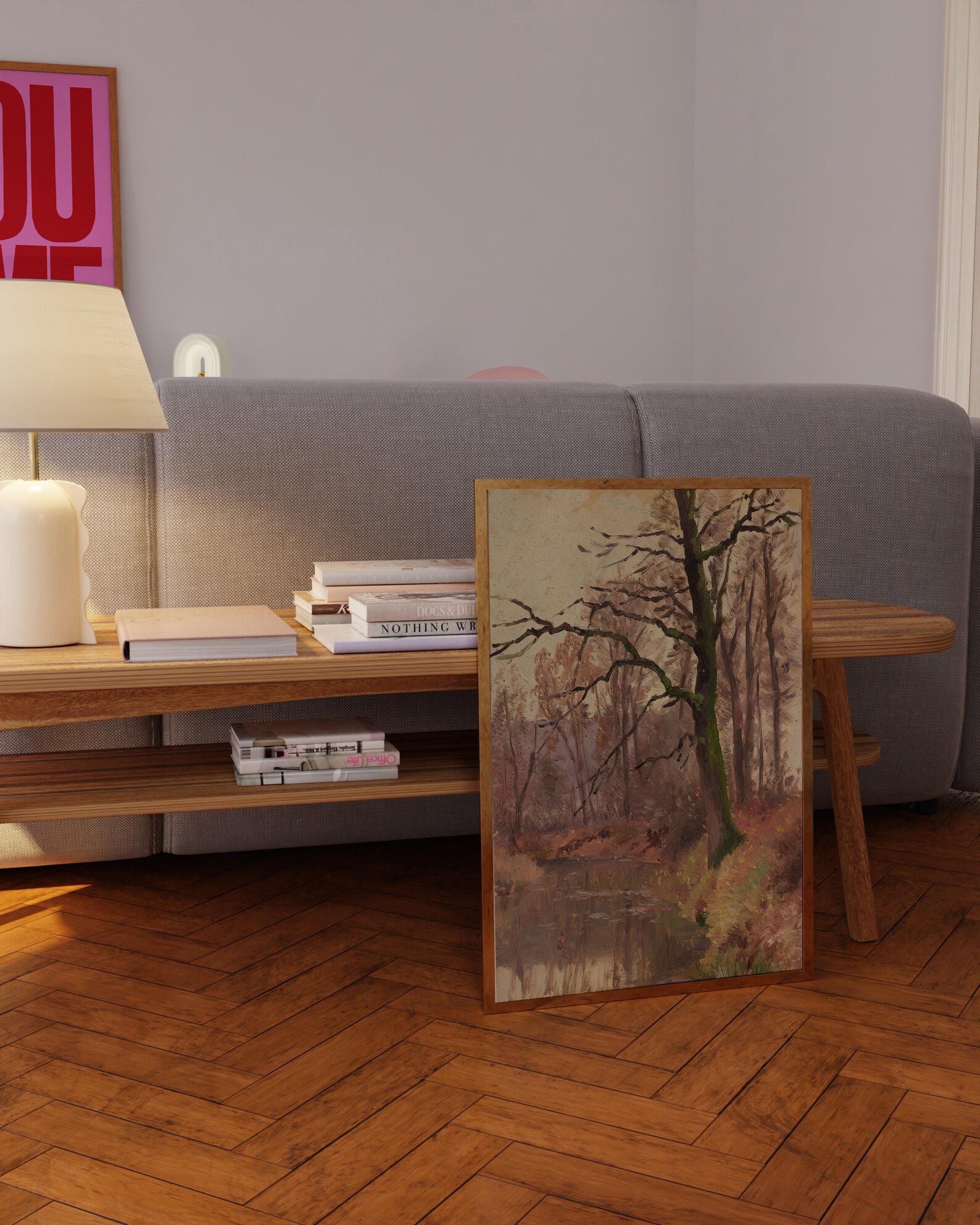 Vintage Abstract Landscape Print, Warm Neutrals, Autumn Color Decor (Digital Download)