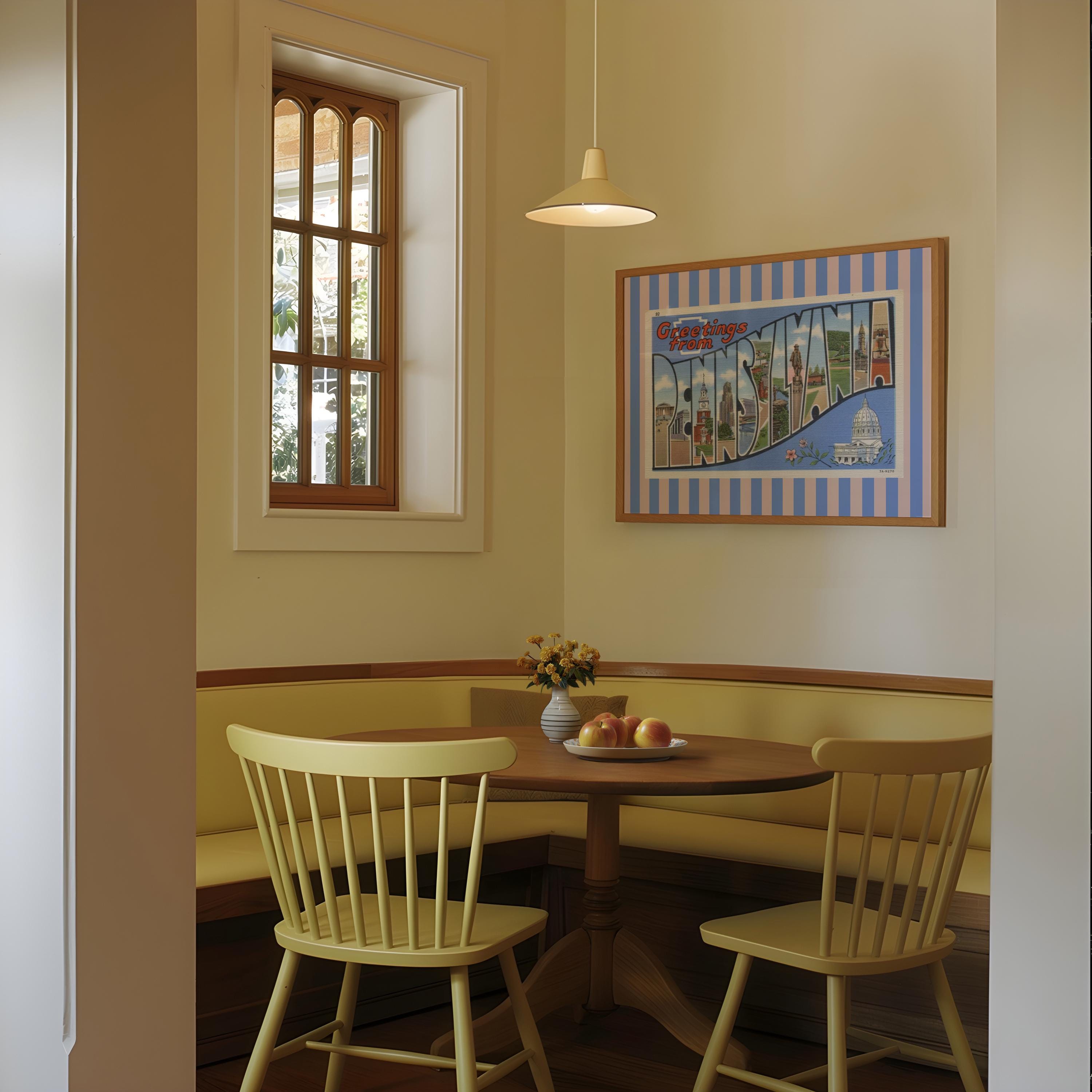 Pennsylvania Wall Art Print Digital Download Penn Poster Retro Travel Prints Pennsylvania Dorm Decor Horizontal Photo Striped Blue Art Print