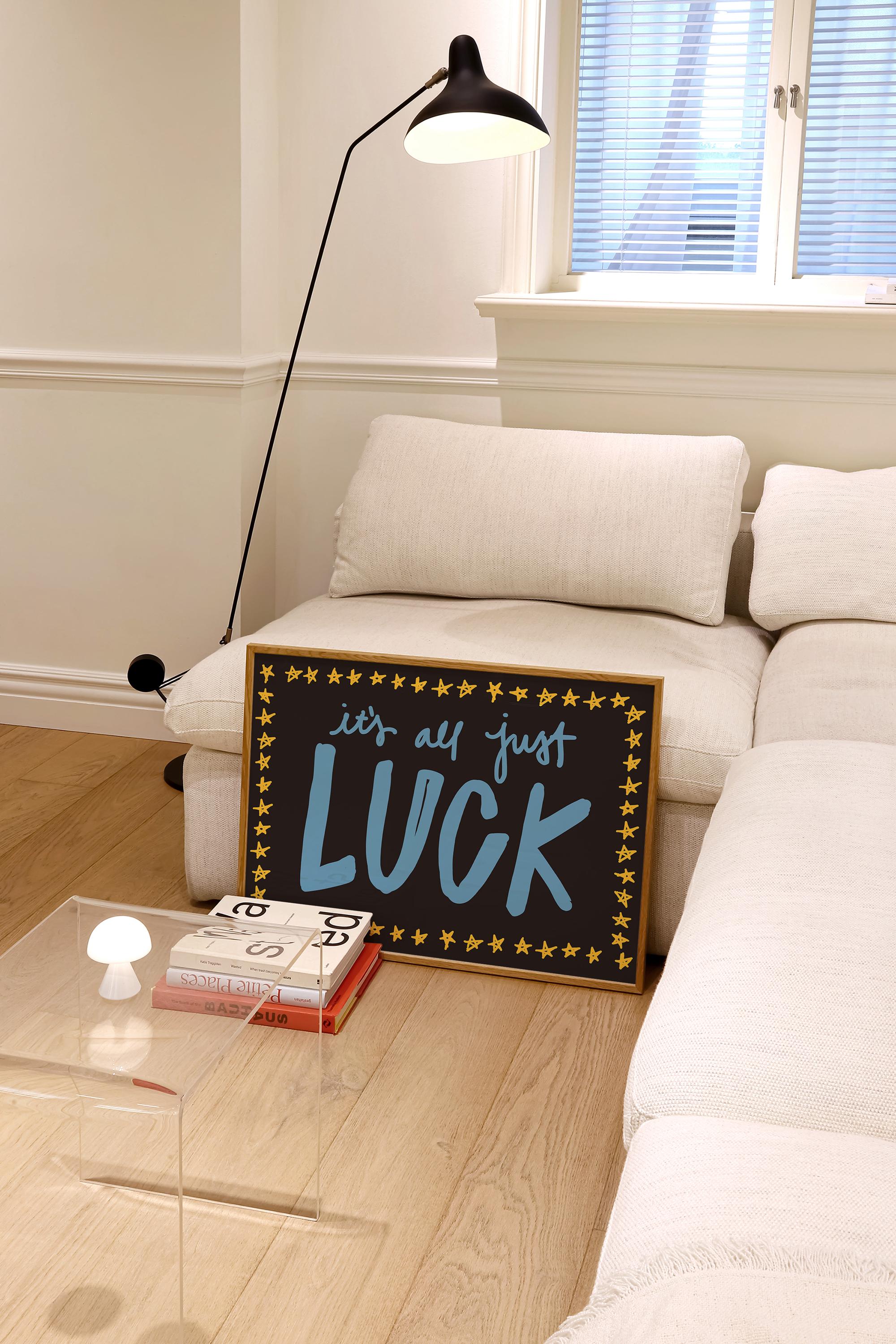 Luck Art Print, Retro Wall Art, Trendy Aesthetic Wall Decor, Apartment Art, Dorm Room Wall Art, Star Living Room Printable, Handwritten art