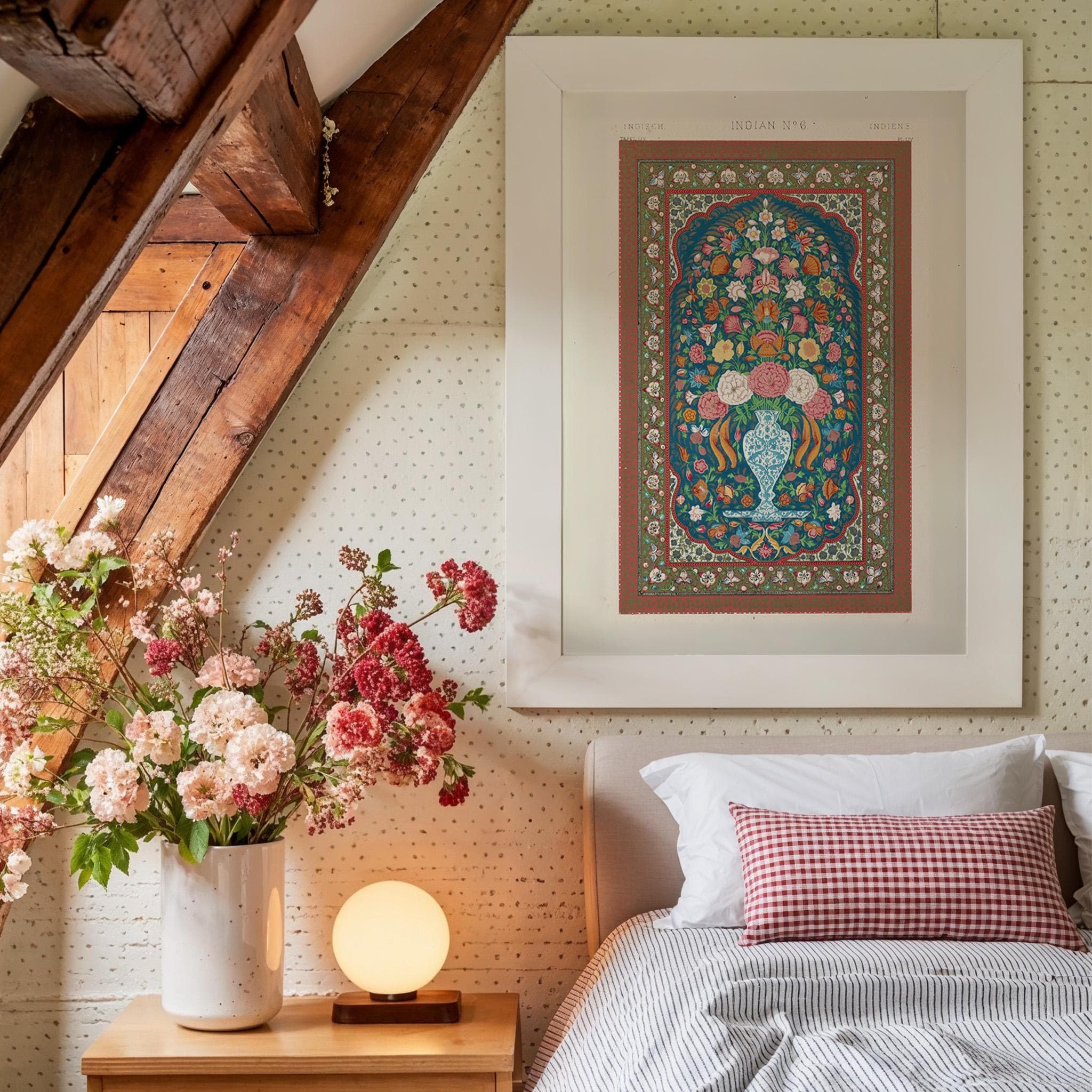 Tapestry Wall Art, Vintage Textile Print, Warm Aesthetic Home Decor, Antique Textile Print, Rustic Rug Pattern, Eclectic Wall art