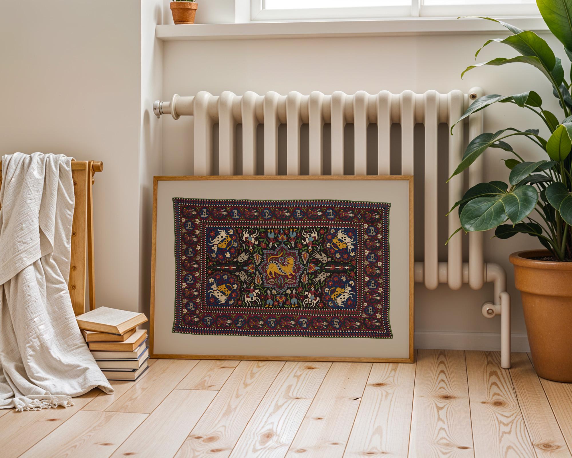 Antique Textile Wall Art | RUG Pattern Wall Art | Vintage Tapestry Print | Modern Wall Décor | Vintage Rug Digital Download