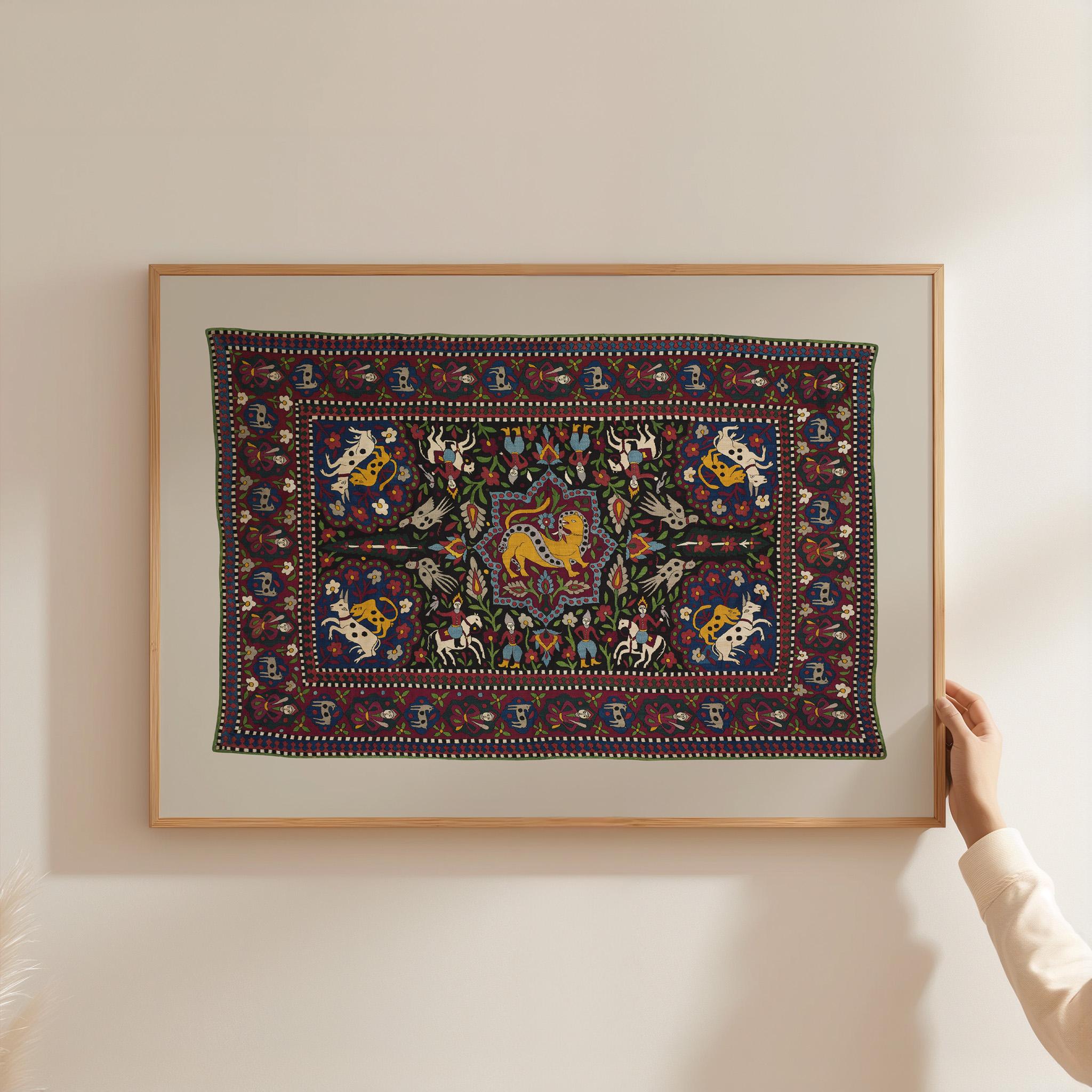 Antique Textile Wall Art | RUG Pattern Wall Art | Vintage Tapestry Print | Modern Wall Décor | Vintage Rug Digital Download