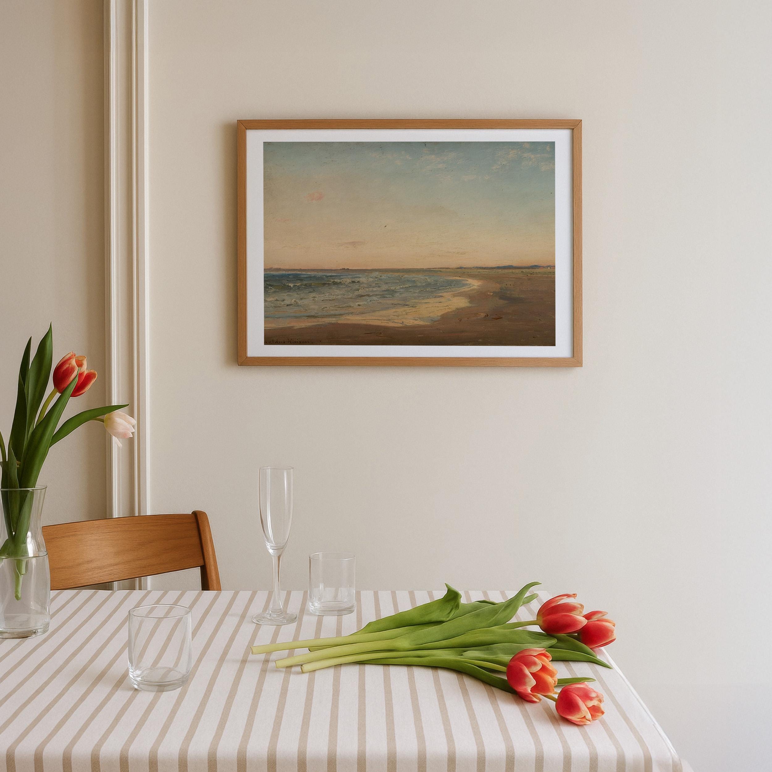 Coastal Wall Art, Vintage Beach Scene, Neutral Beach Decor (Digital Download)