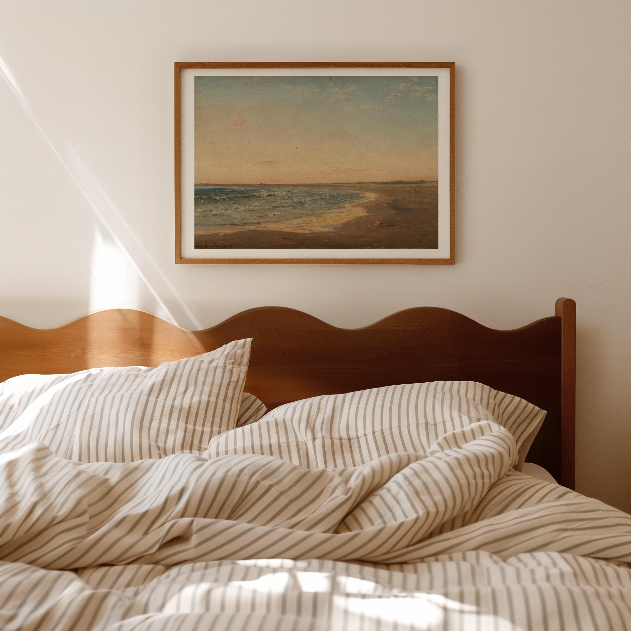 Coastal Wall Art, Vintage Beach Scene, Neutral Beach Decor (Digital Download)