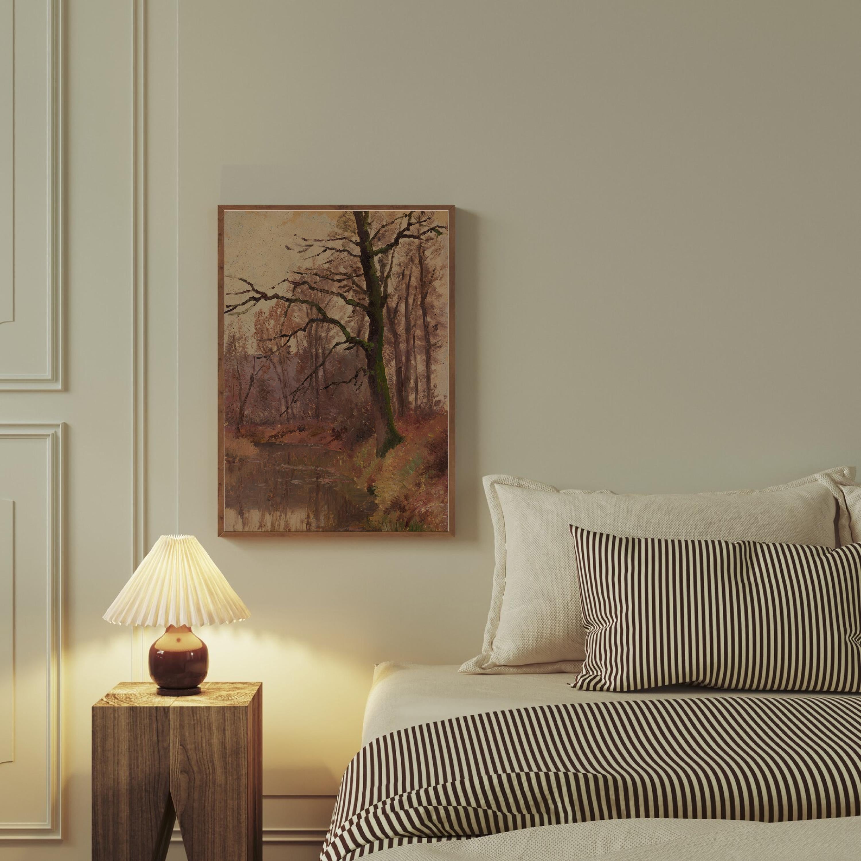 Vintage Abstract Landscape Print, Warm Neutrals, Autumn Color Decor (Digital Download)