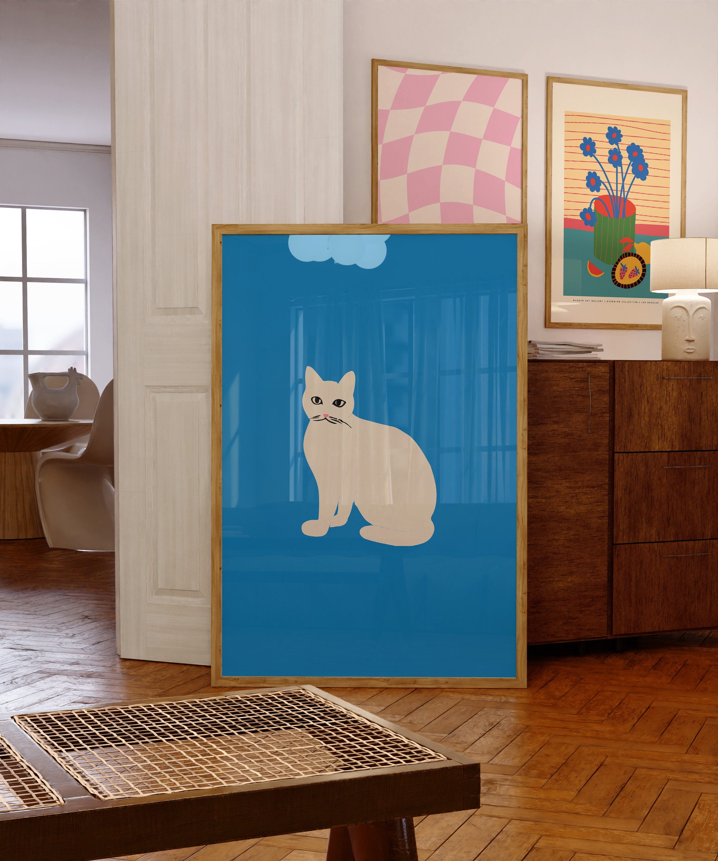 Blue Cat Digital Art Print