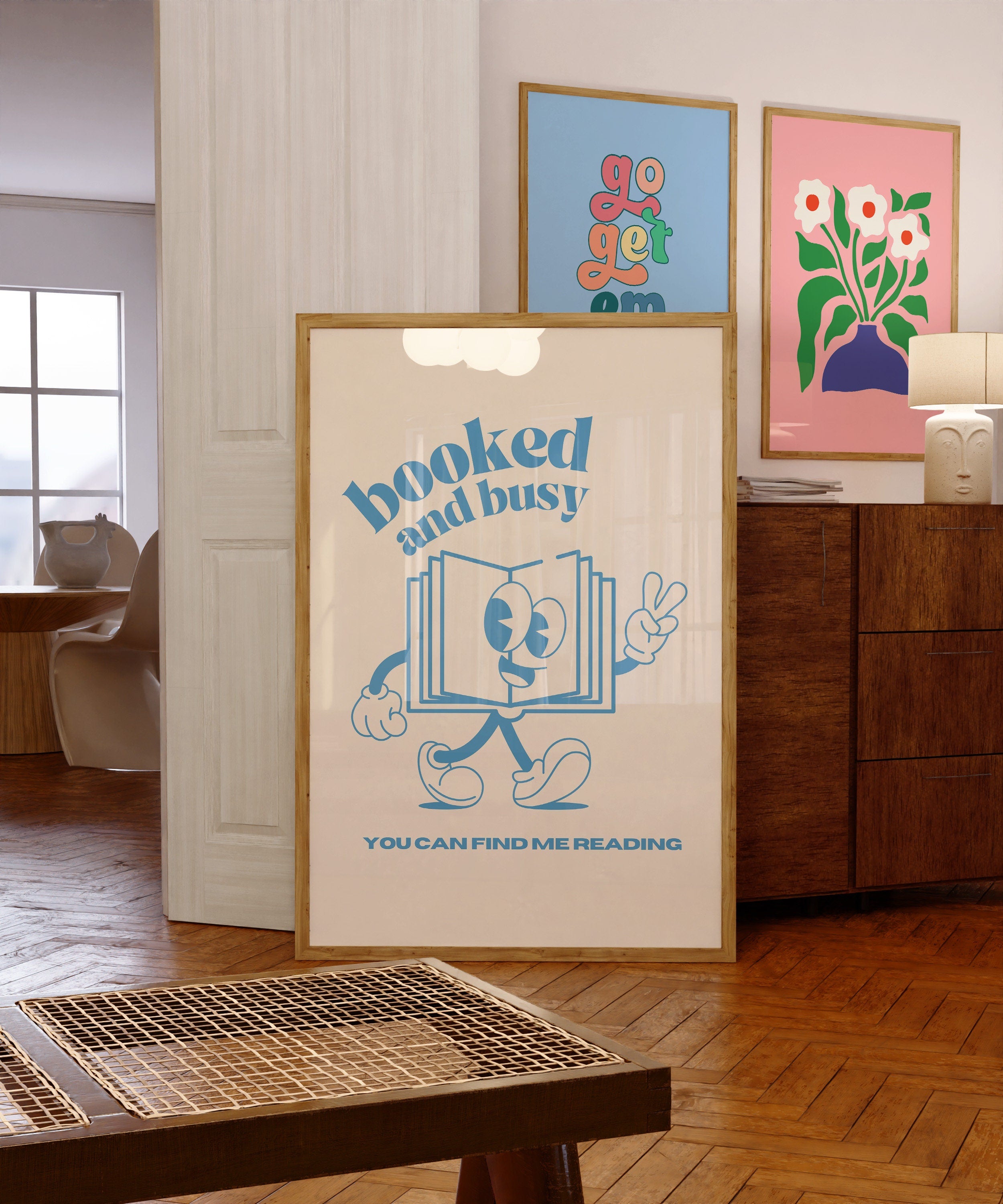 Booked and Busy Light Blue Digital Art Print