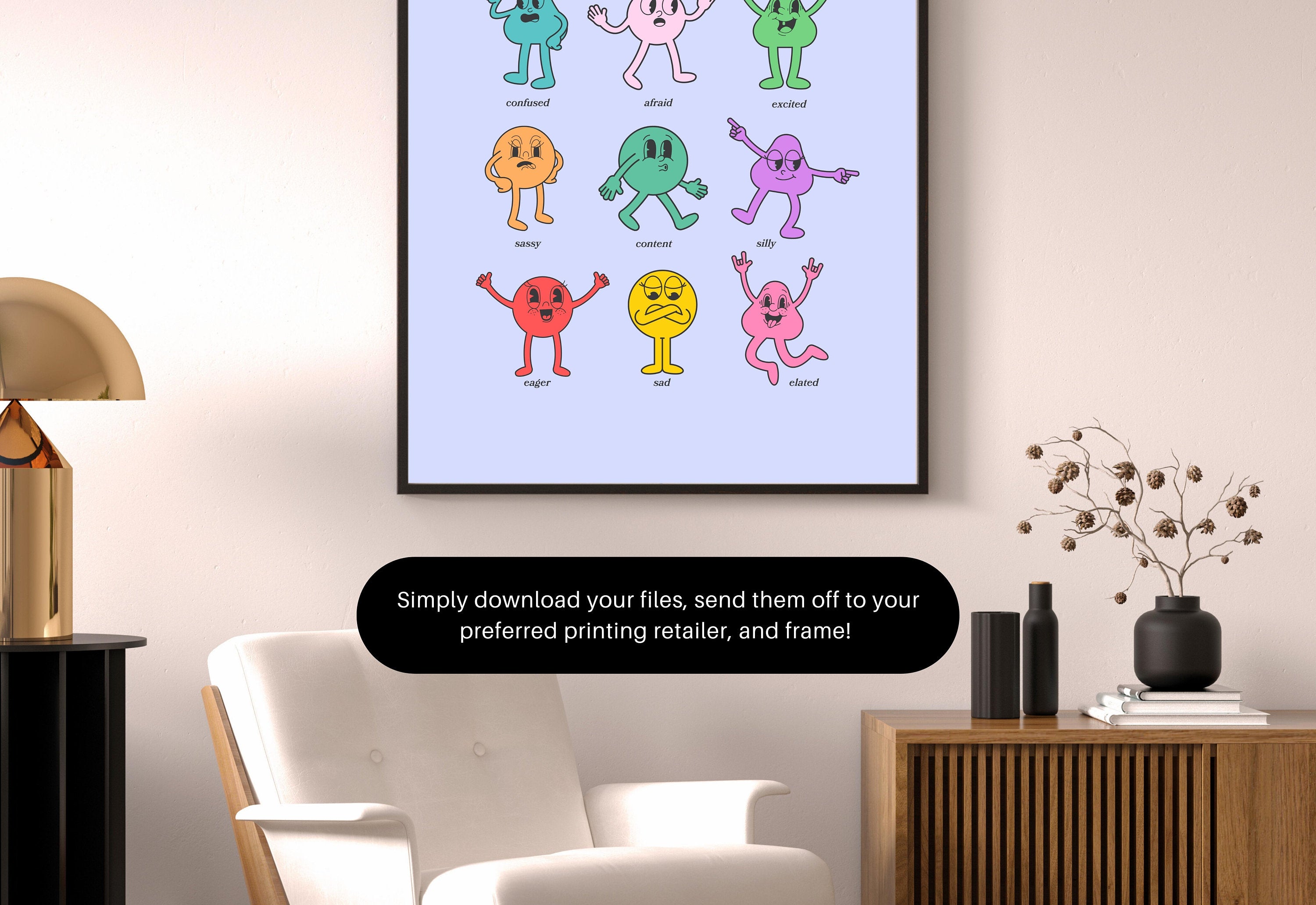 How Do You Feel Today? Retro Quote, Digital Prints Wall Art, Digital Prints, Emotions Art Prints, Mood and Feelings Poster, School Posters