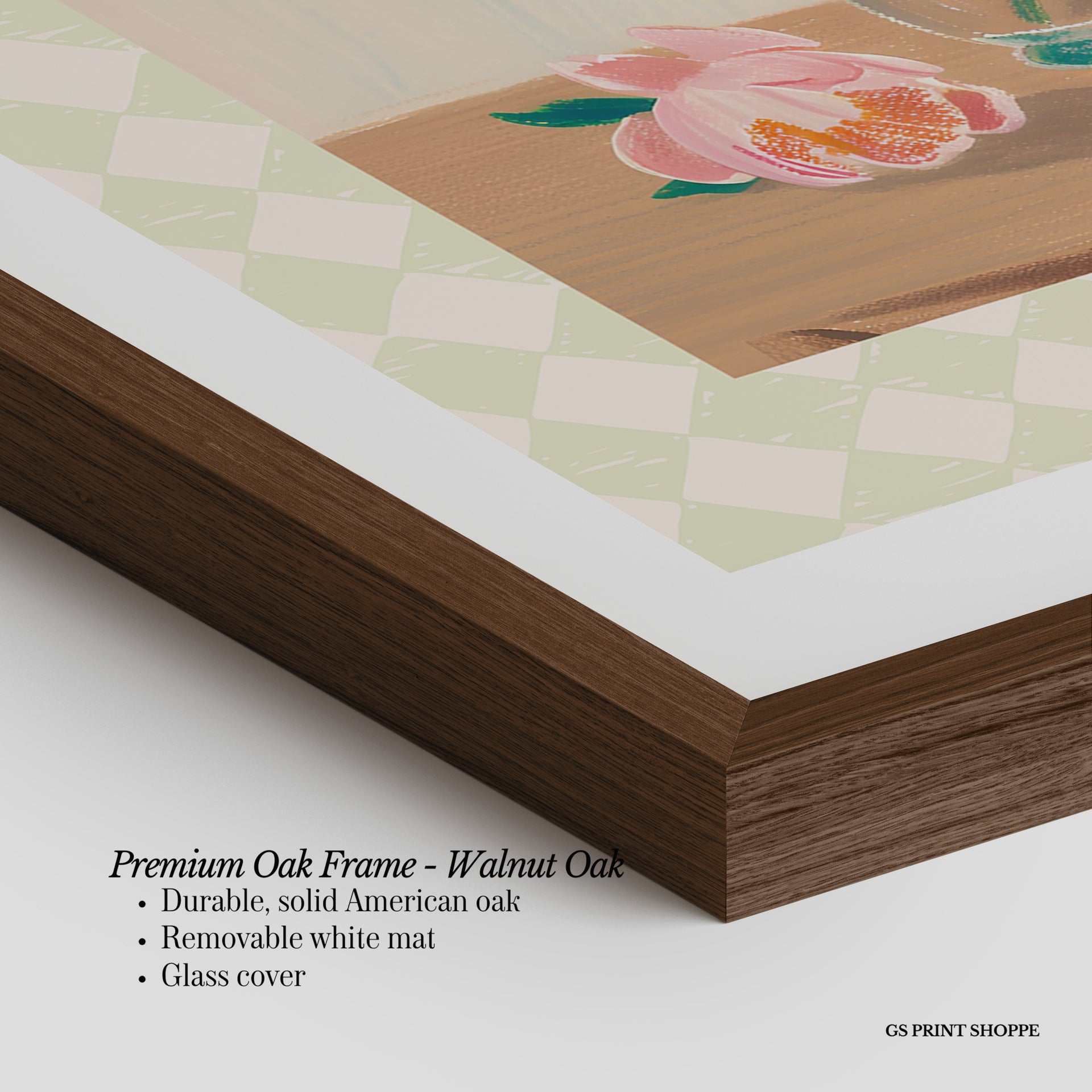 Diamond Peonies Vertical Art Print