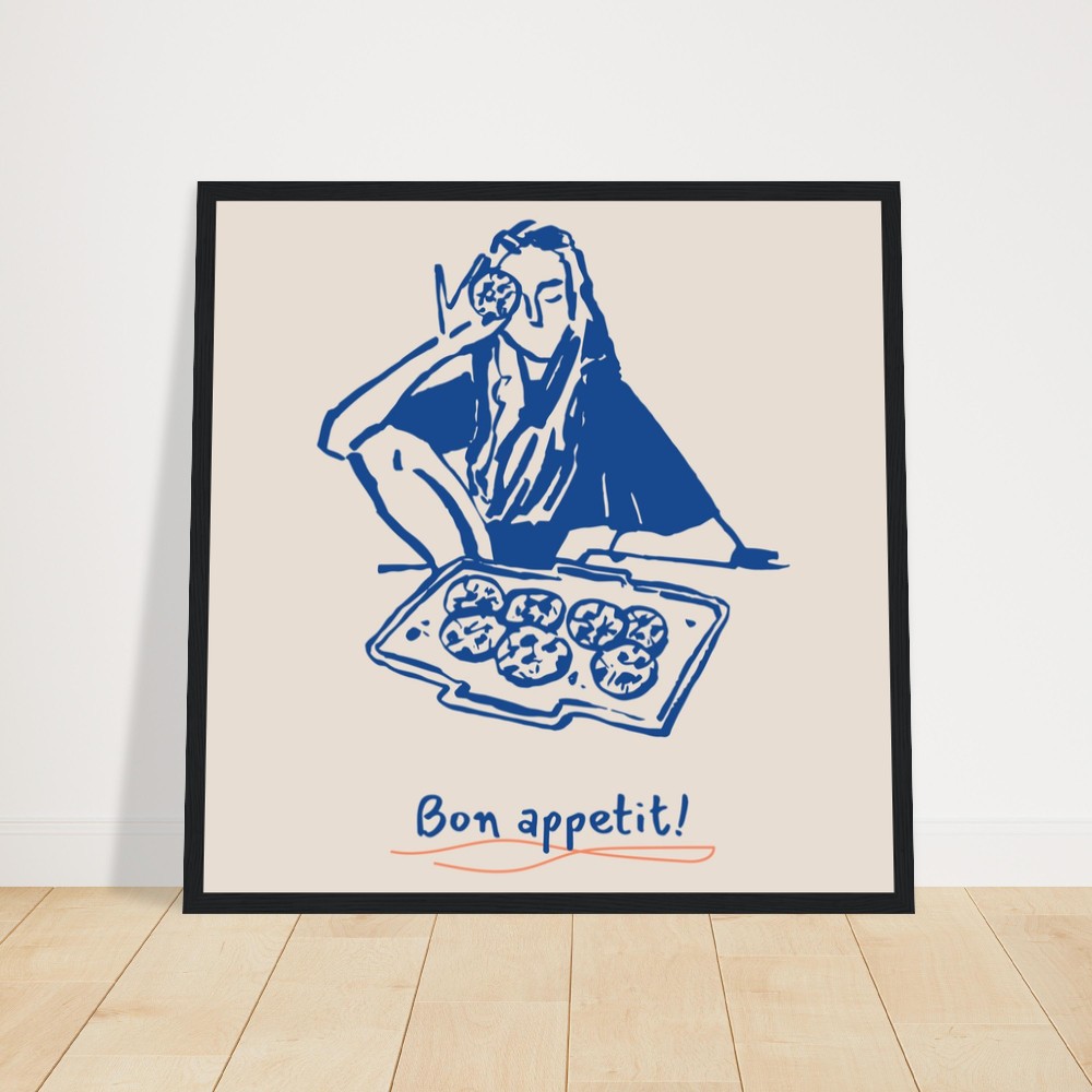Wooden Framed Poster Bon Appetit