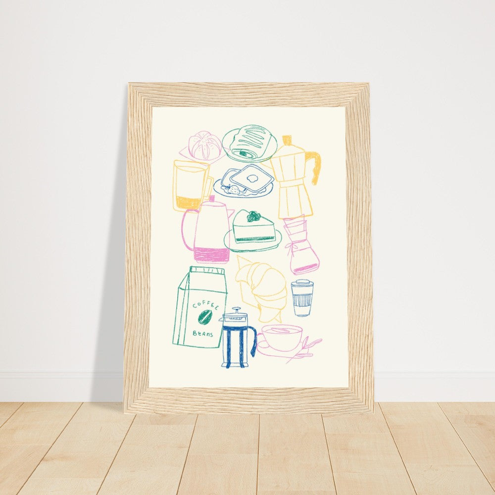 Get Cafe Doodles Premium Matte Poster Wood Frame
