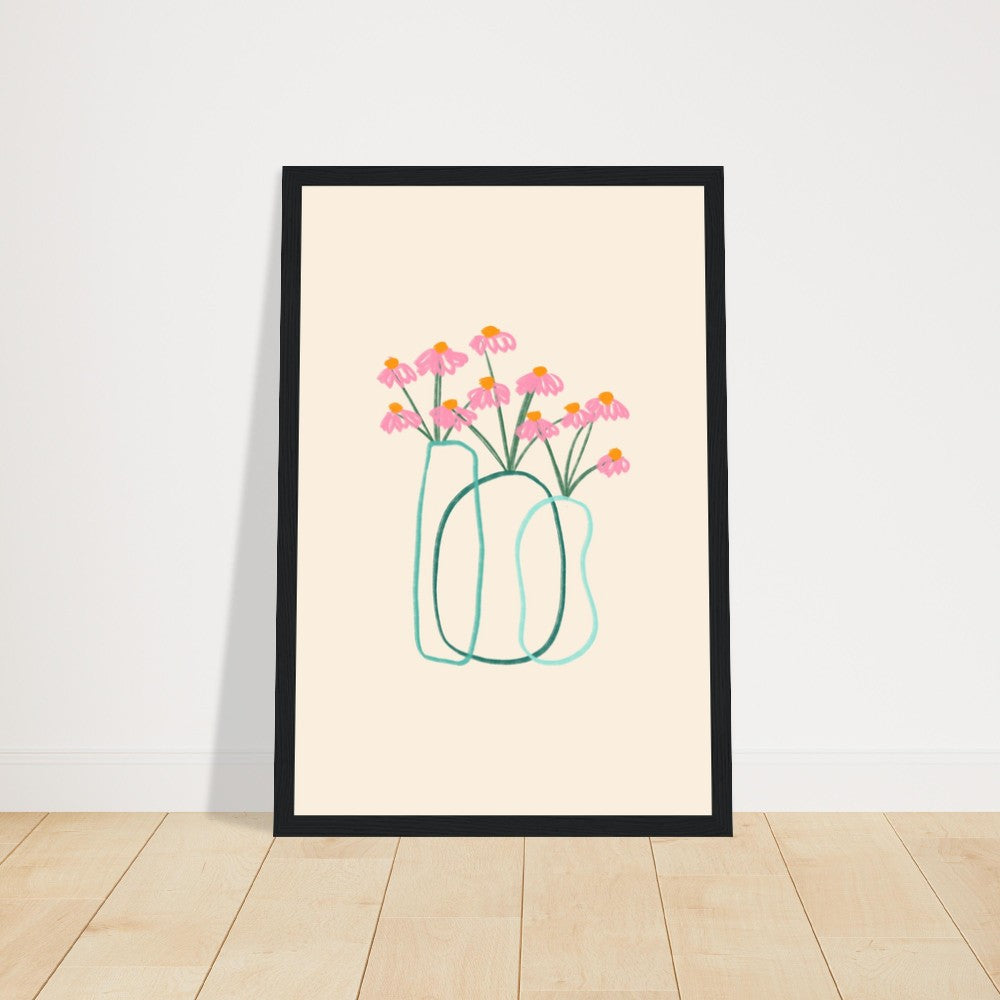 Framed Poster Flower Drawing