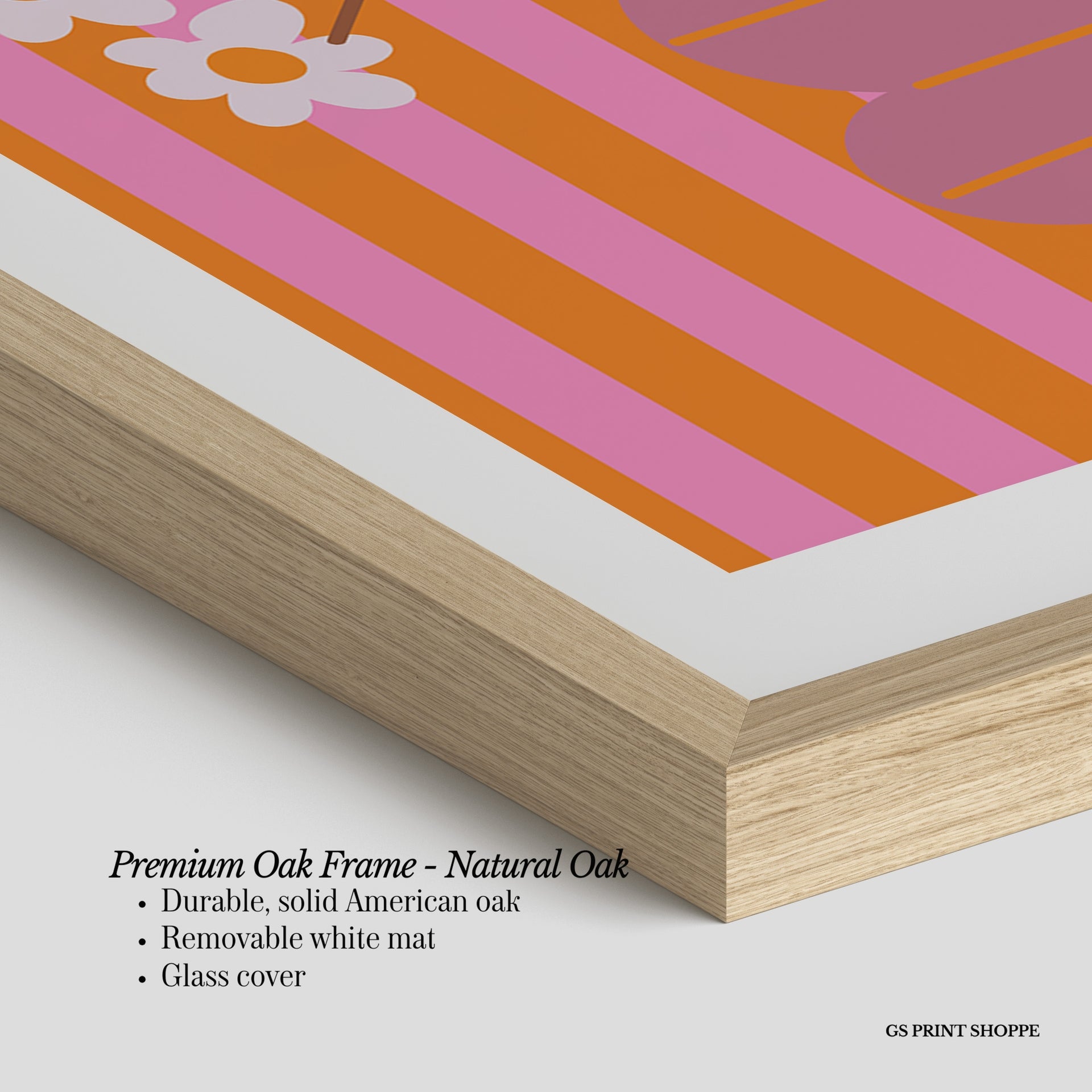 Orange Stripe Flowers Vertical Art Print