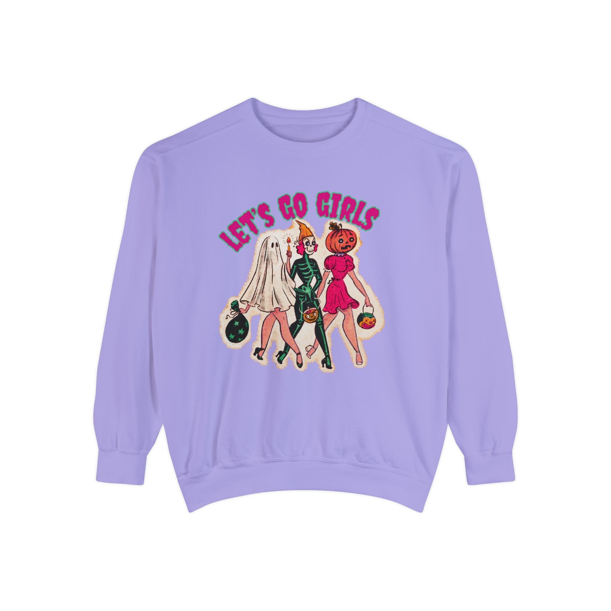 Let's Go Girls Halloween Comfort Colors Crewneck Sweatshirt