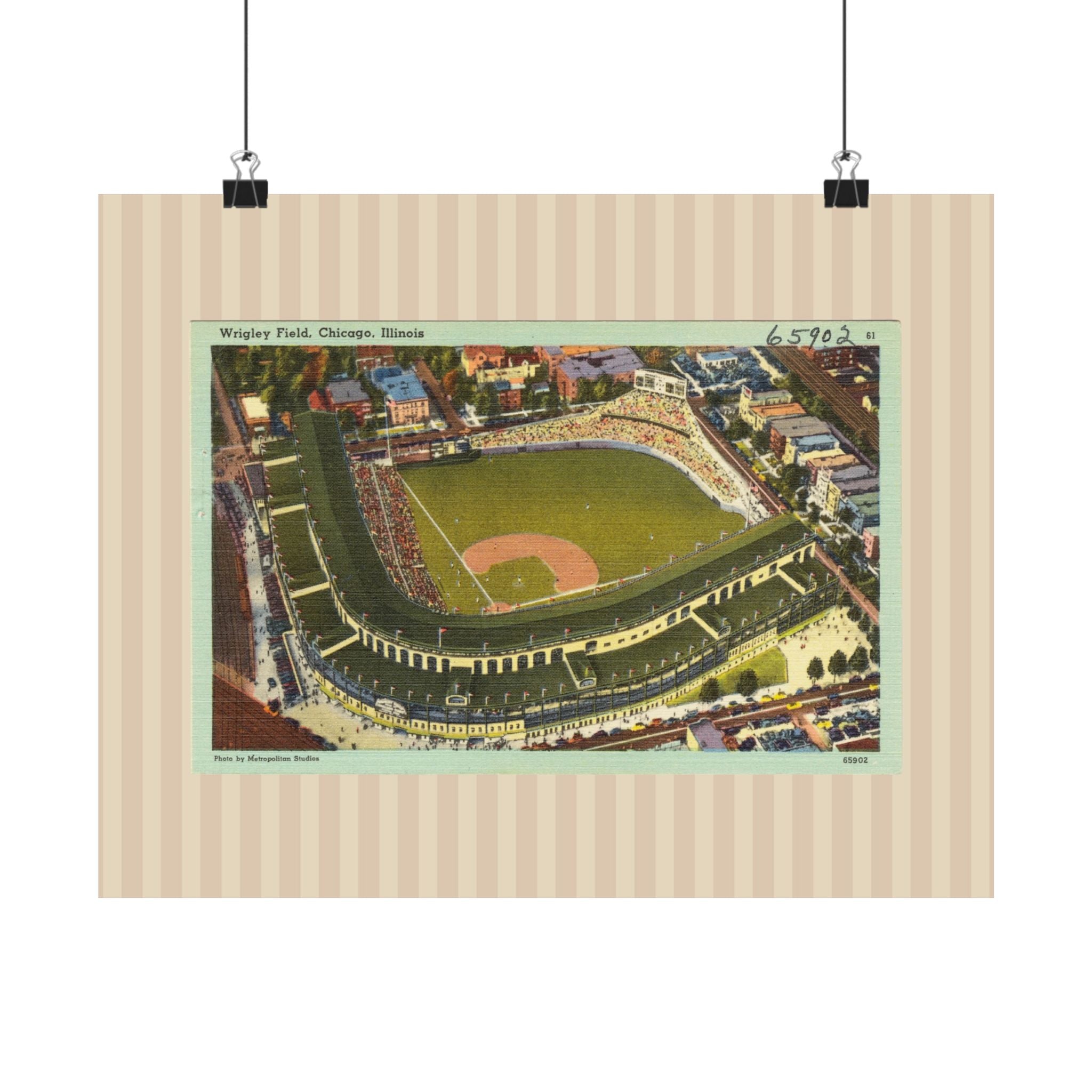 Wrigley Field Chicago Vintage Baseball Horizontal Physical Poster