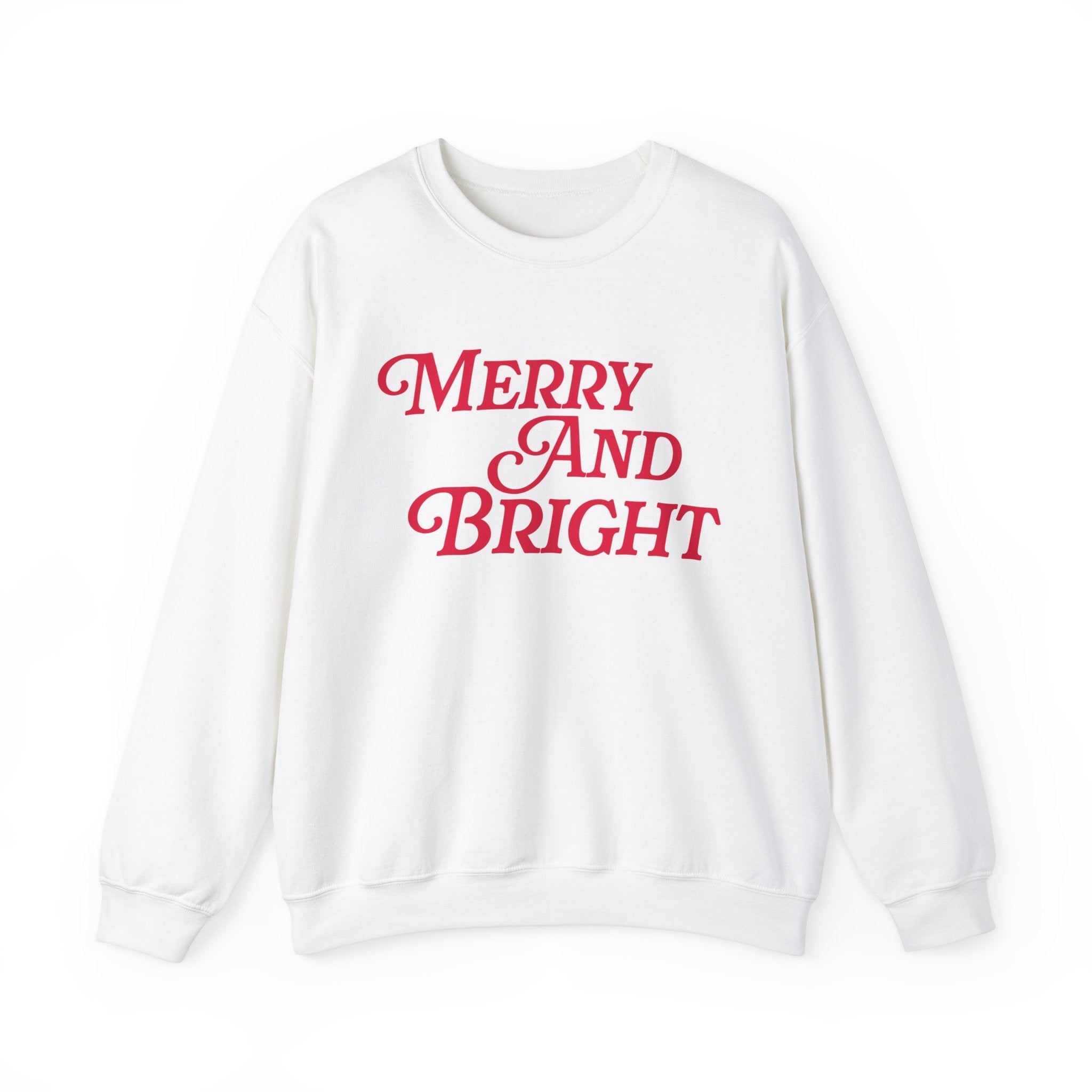 Merry and Bright Holiday Gildan Crewneck Sweatshirt