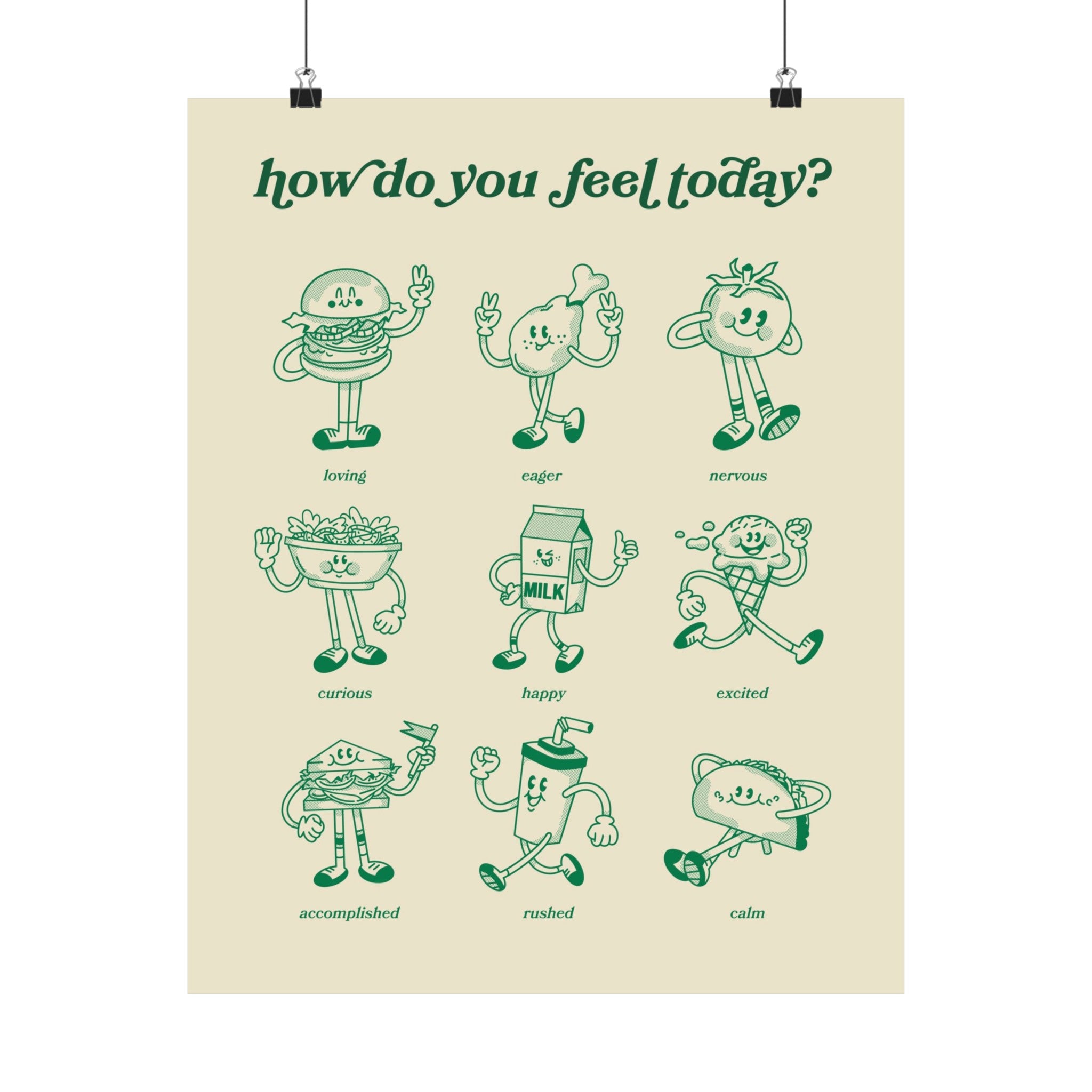 How Do You Feel Today Foods Physical Poster