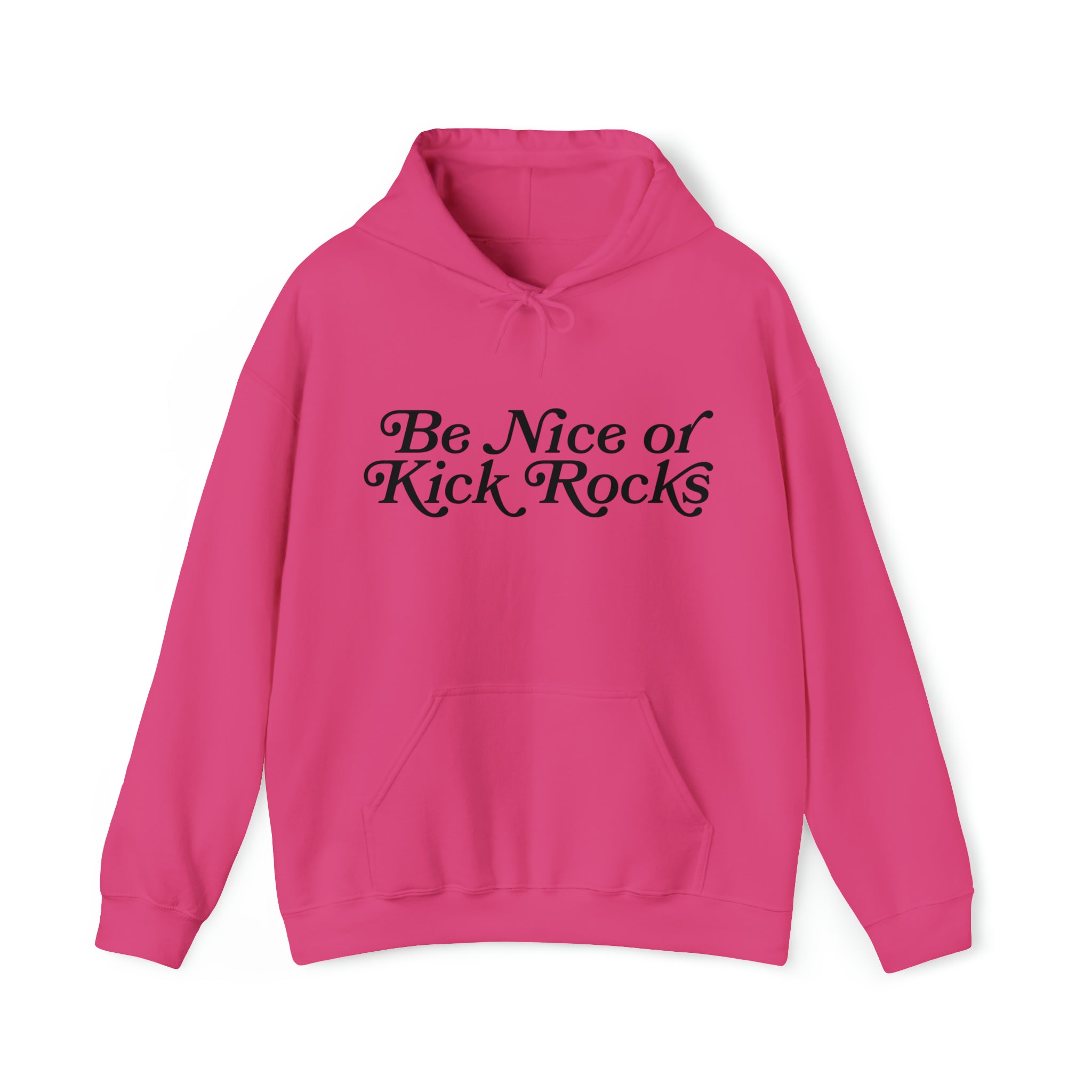 Hoodie Sweatshirt – Be Nice or Kick Rocks Design