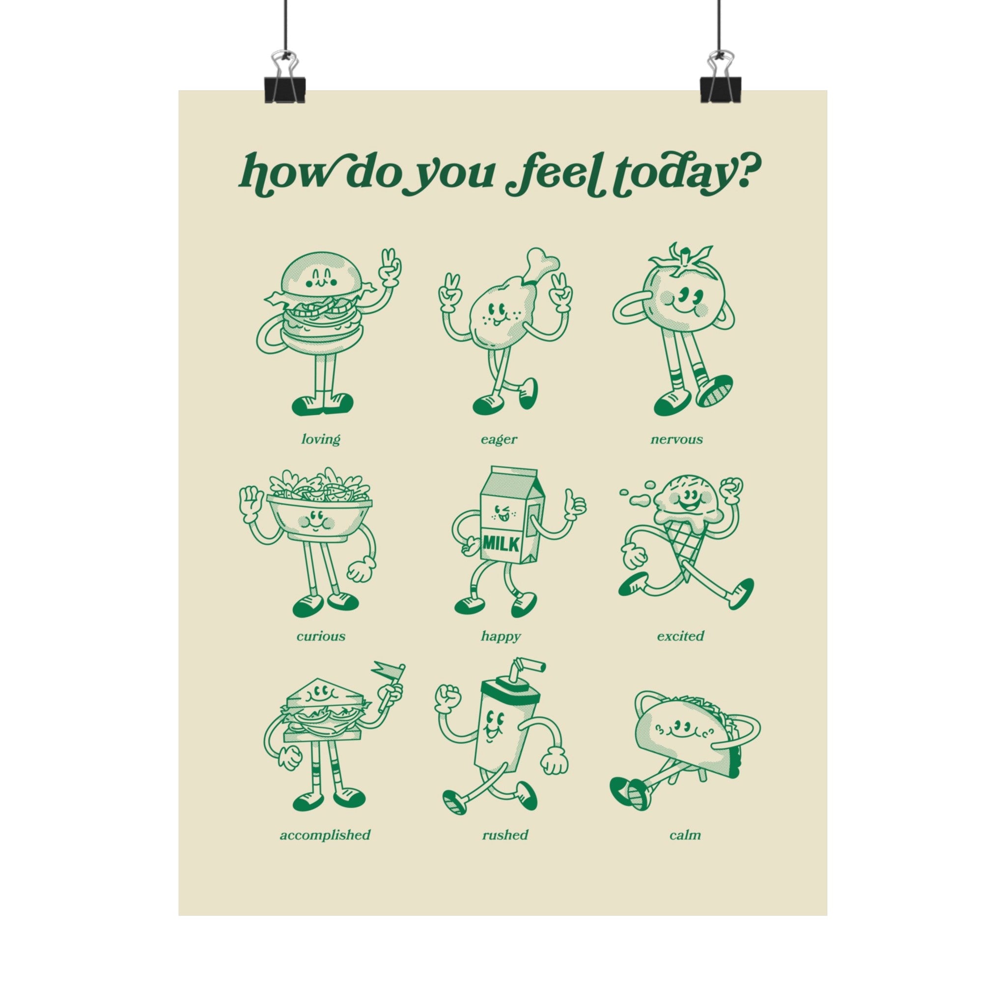 How Do You Feel Today Foods Physical Poster