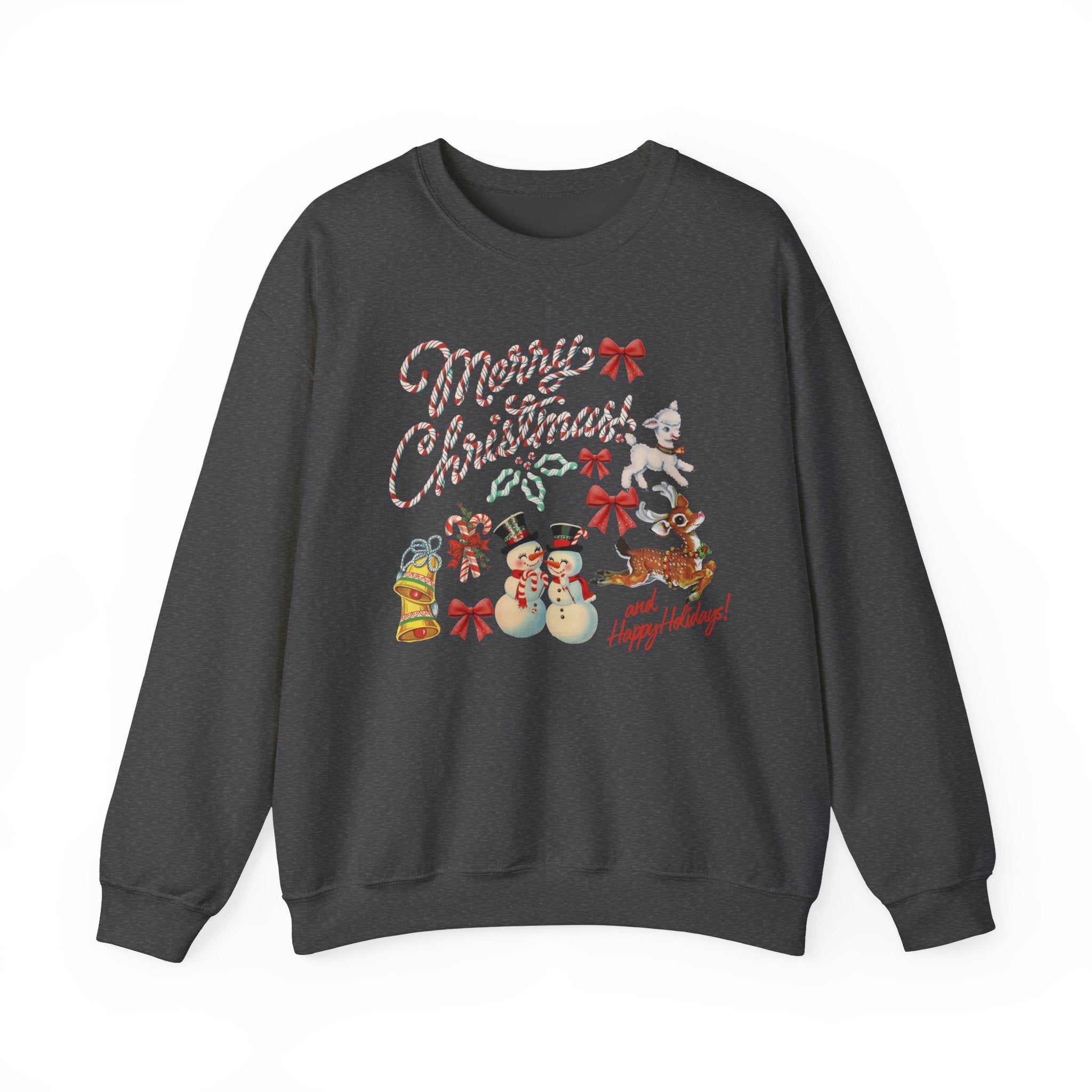 Merry Christmas and Happy Holidays Holiday Gildan Crewneck Sweatshirt