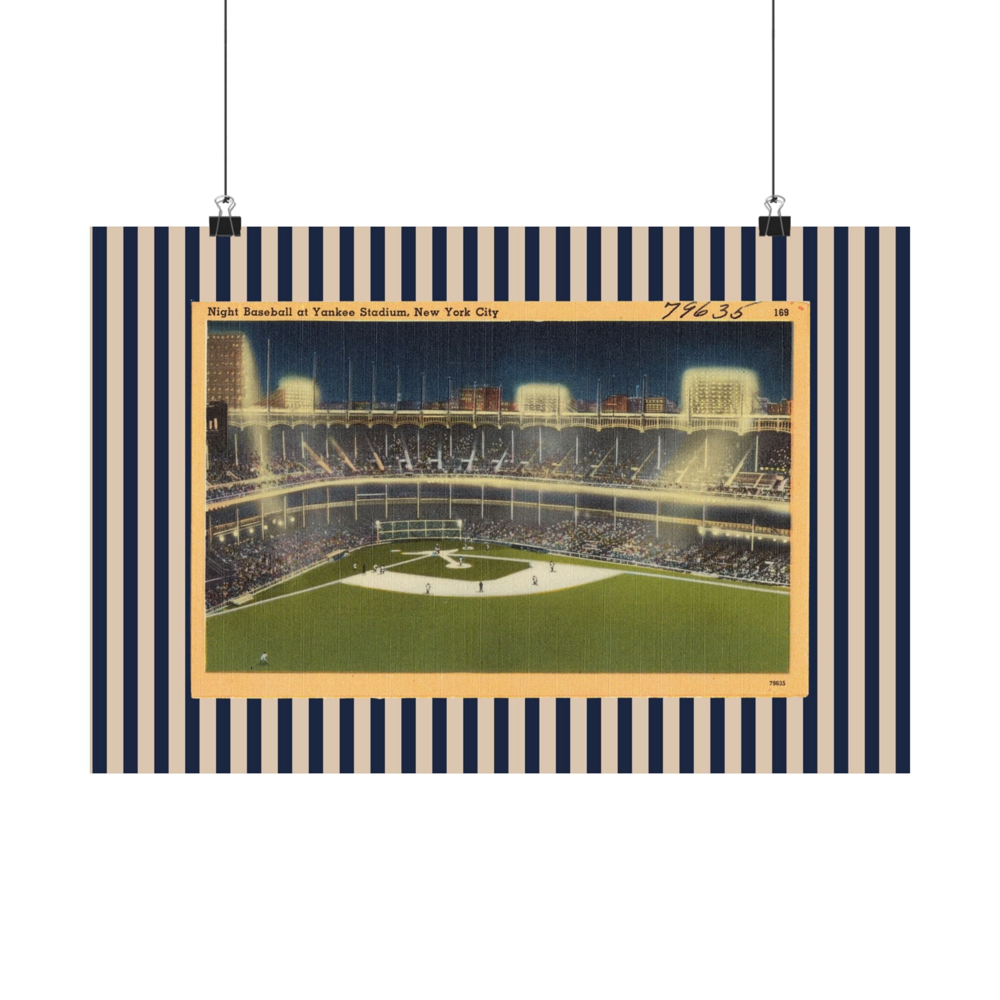 Yankee Stadium New York Vintage Baseball Horizontal Physical Poster