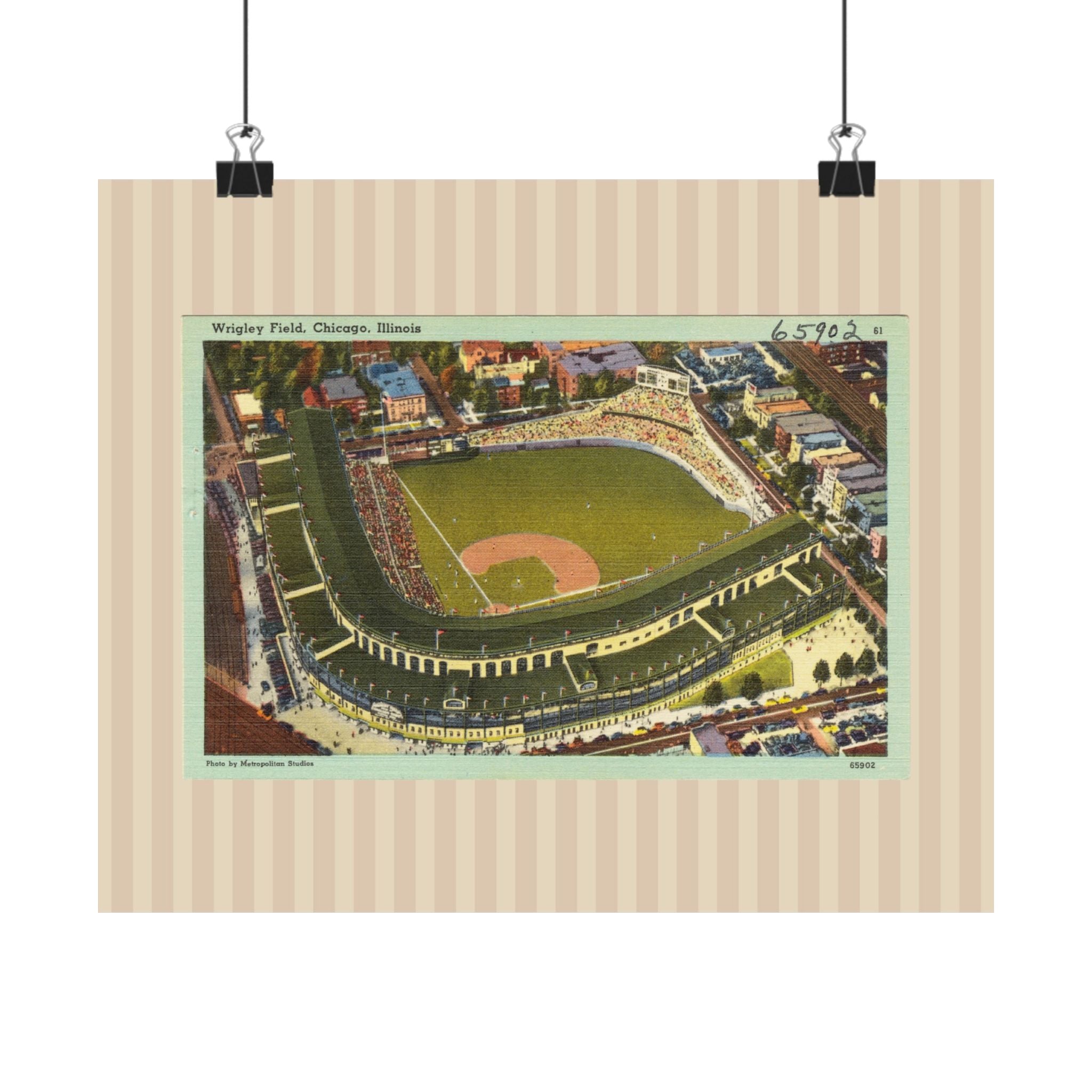 Wrigley Field Chicago Vintage Baseball Horizontal Physical Poster