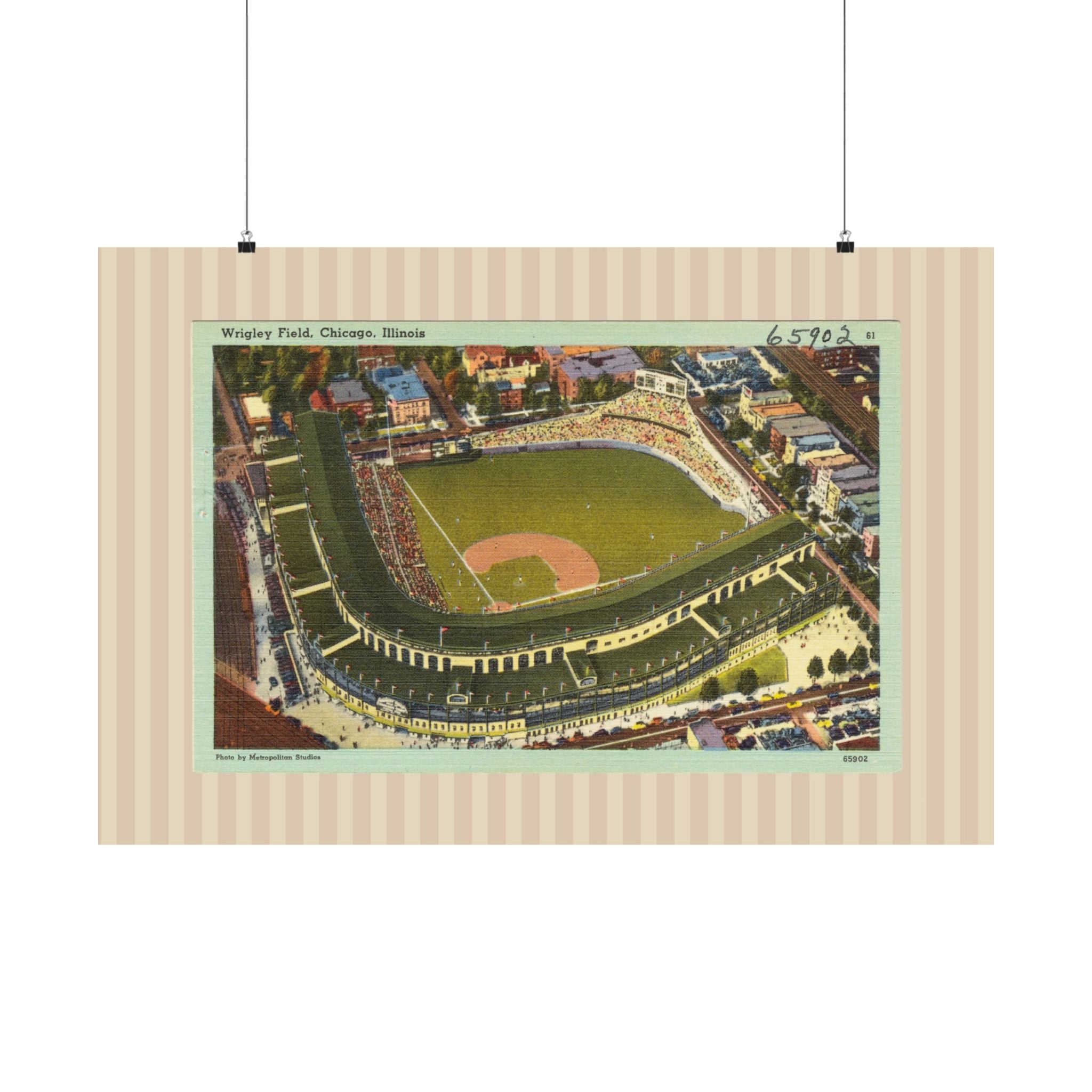 Wrigley Field Chicago Vintage Baseball Horizontal Physical Poster